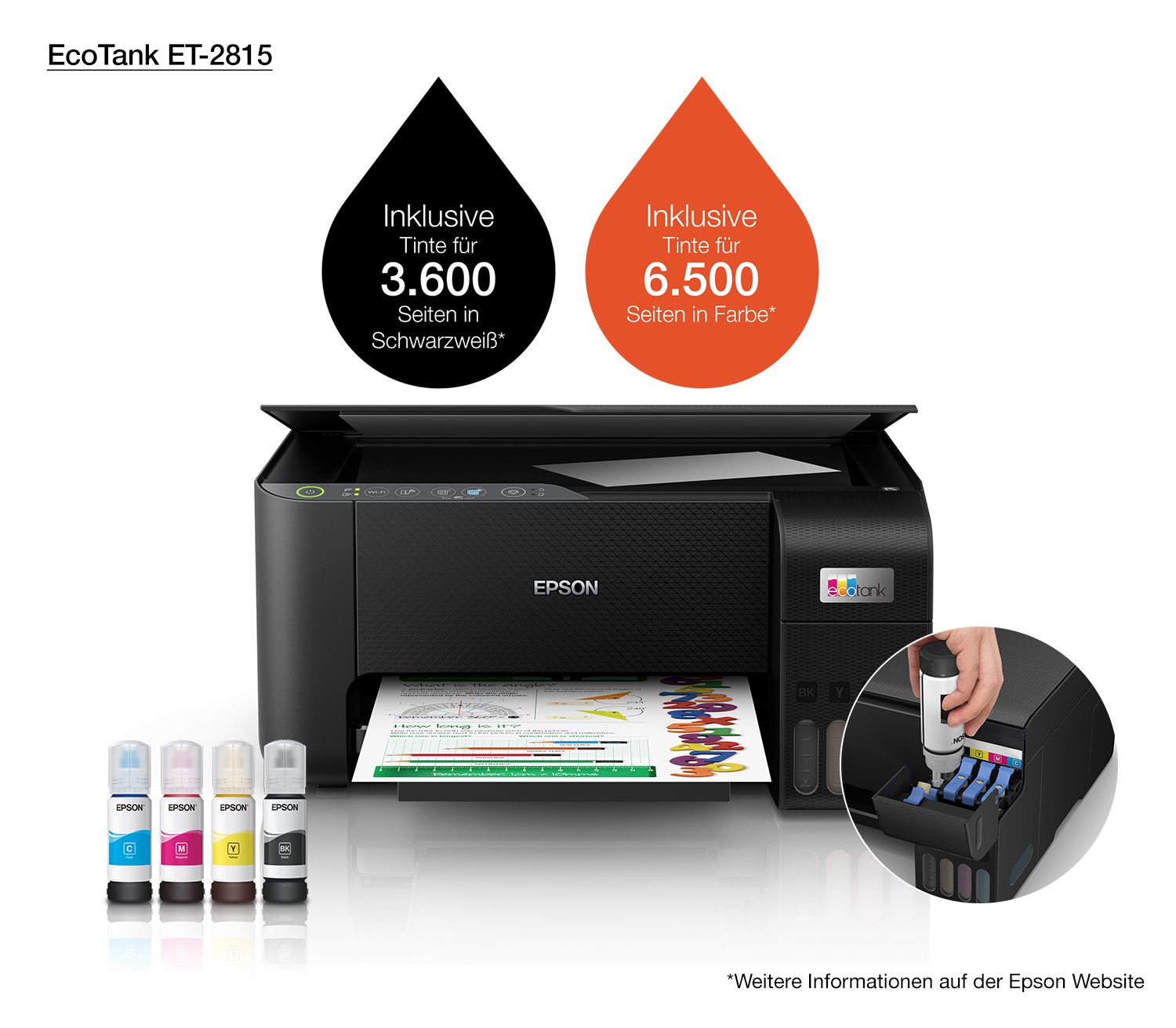 Epson EcoTank ET-2815 - Multifunktionsdrucker - Farbe - Tintenstrahl - wiederbefüllbar - A4 (Medien)