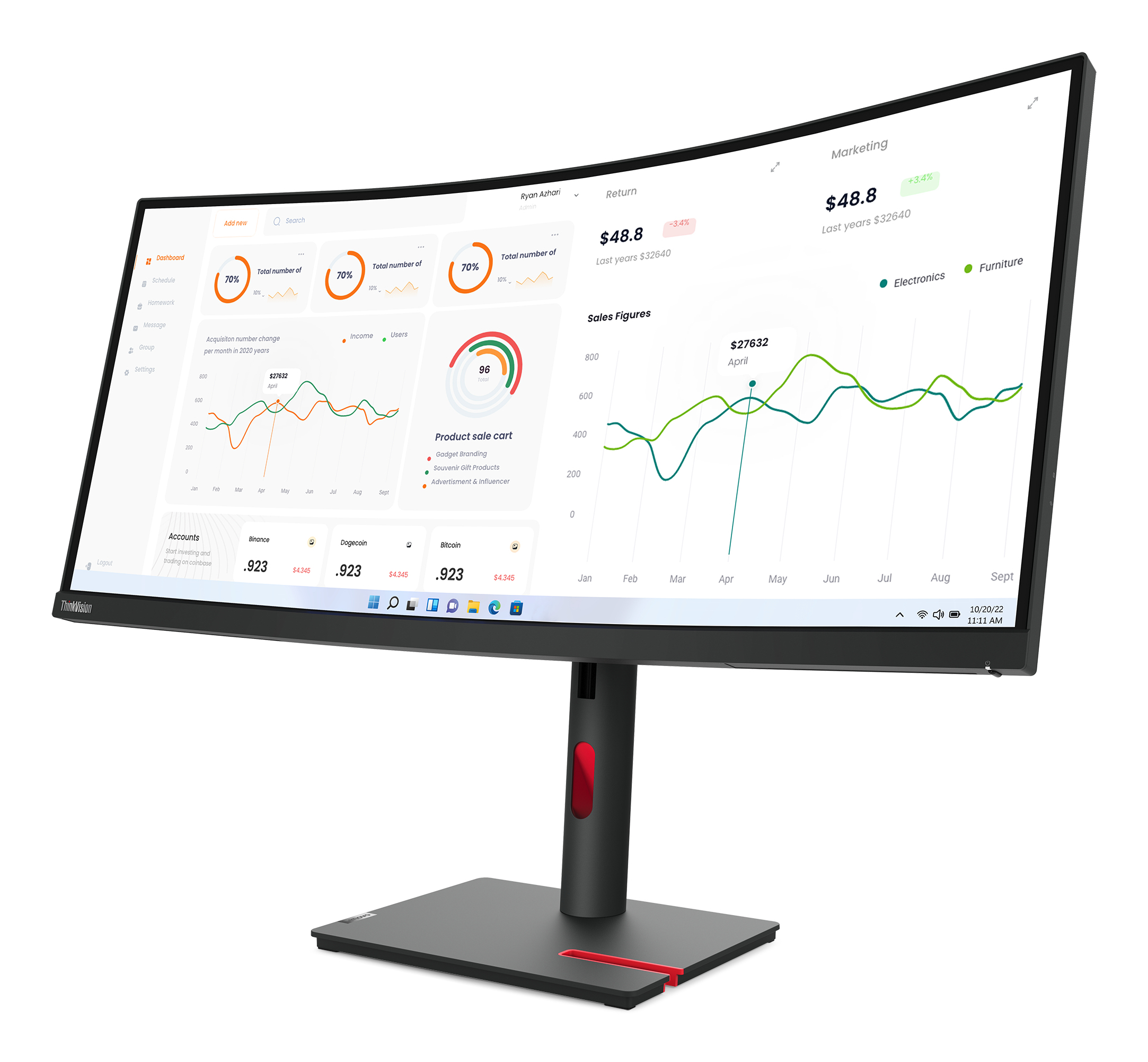 B-WARE - Lenovo ThinkVision T34w-30 Curved-Monitor 86.4 cm (34") UWQHD, VA, 4ms, HDMI, Displayport