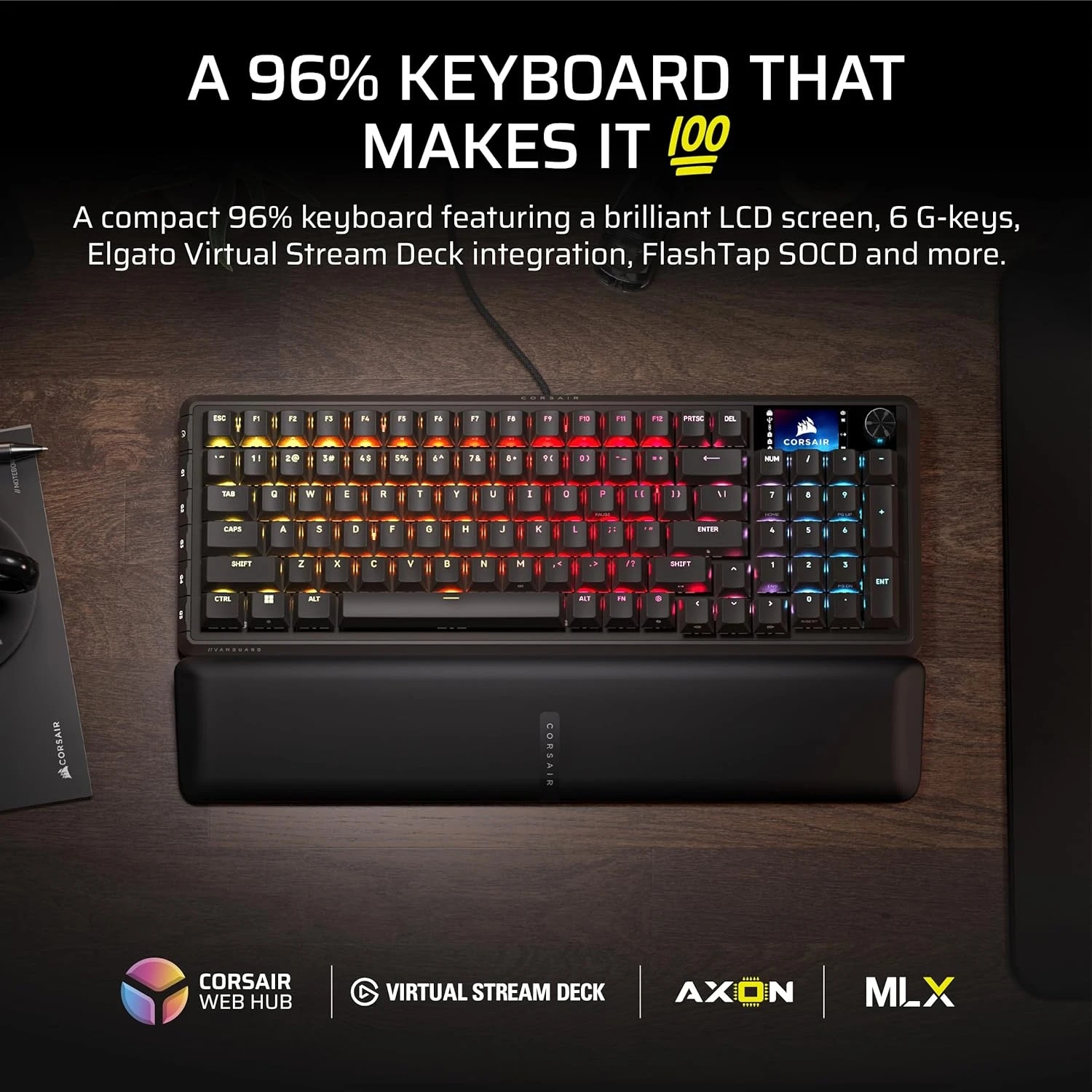 Corsair Vanguard 96, schwarz, LEDs RGB, MLX Plasma, USB, DE