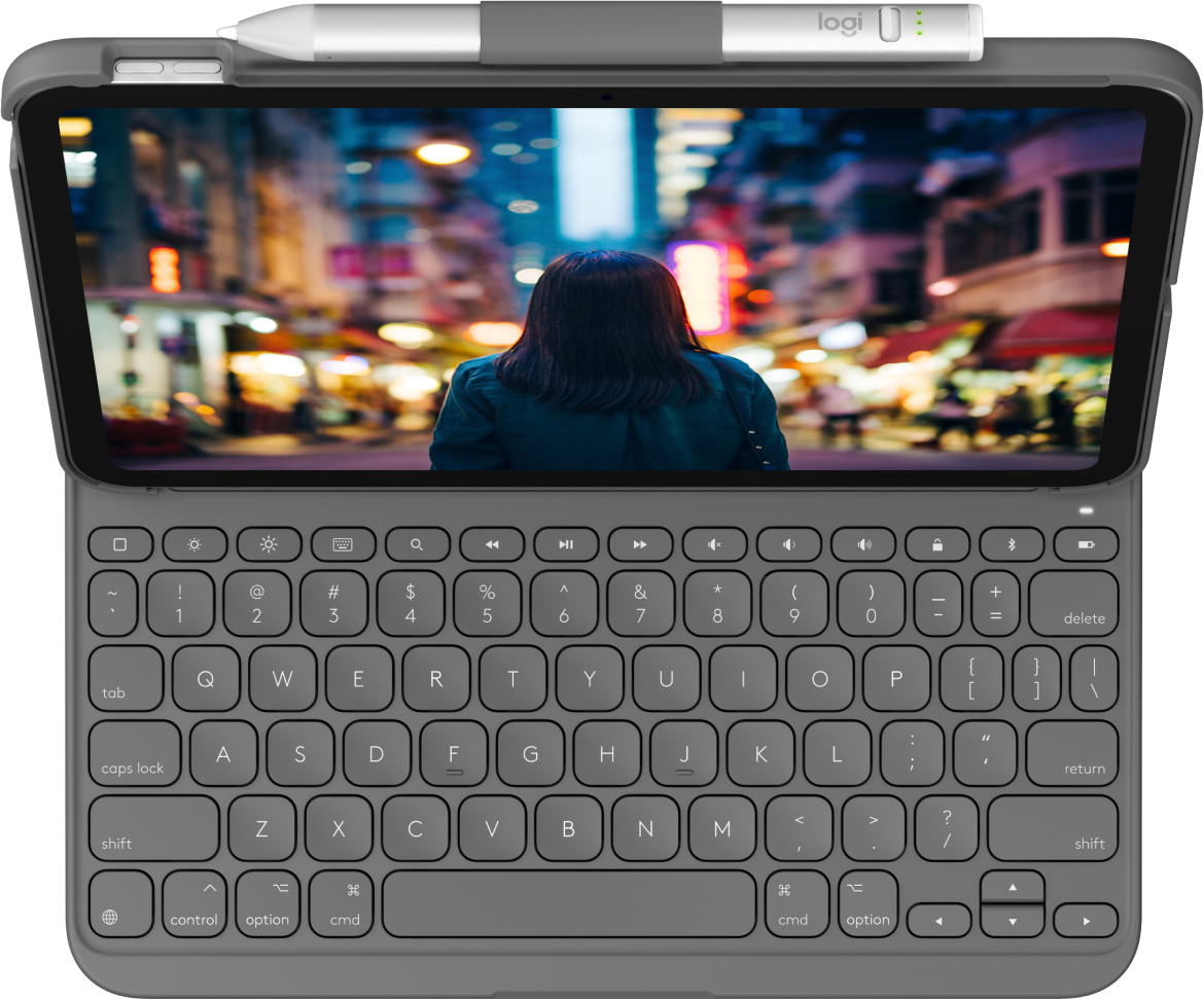 Logitech Slim Folio - Tastatur und Foliohülle - kabellos - Bluetooth LE - QWERTY - Nordisch (Dänisch