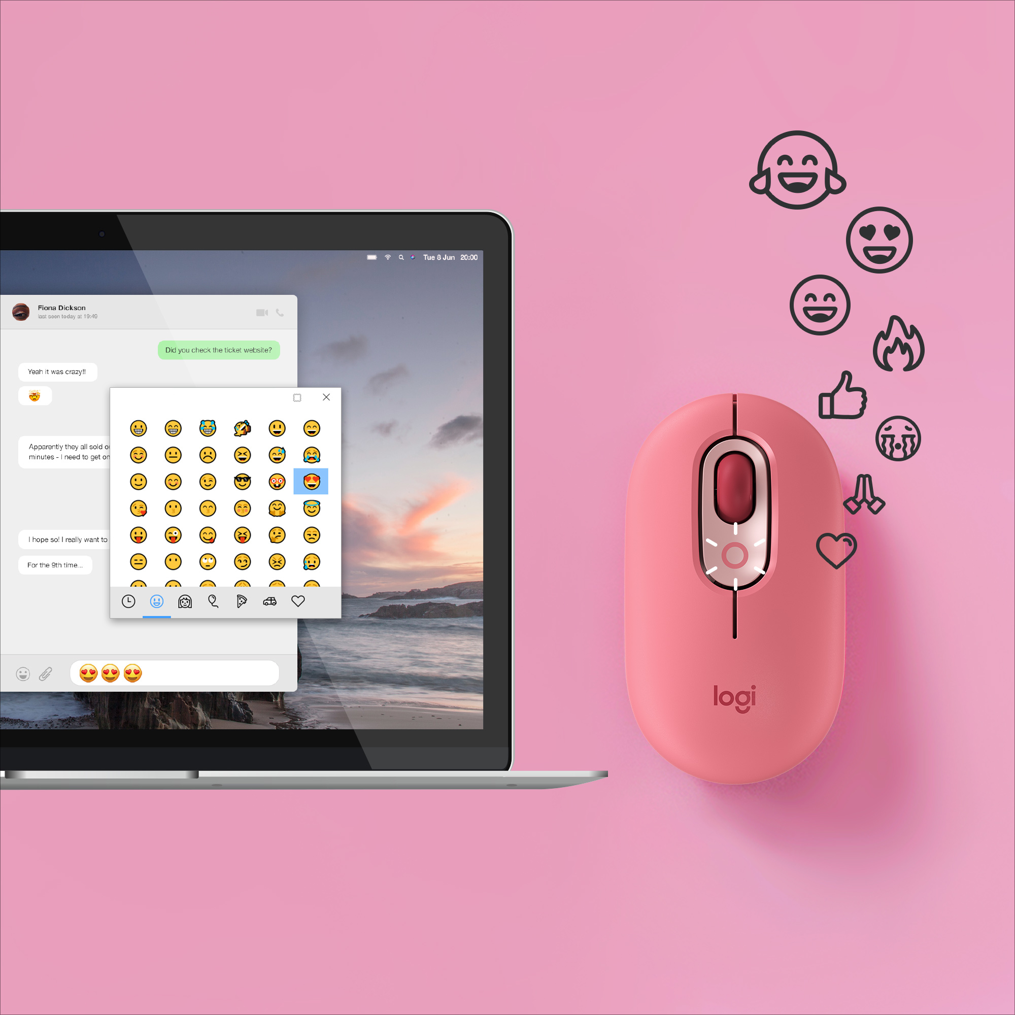 Logitech POP - Maus - anpassbare Emojis - optisch