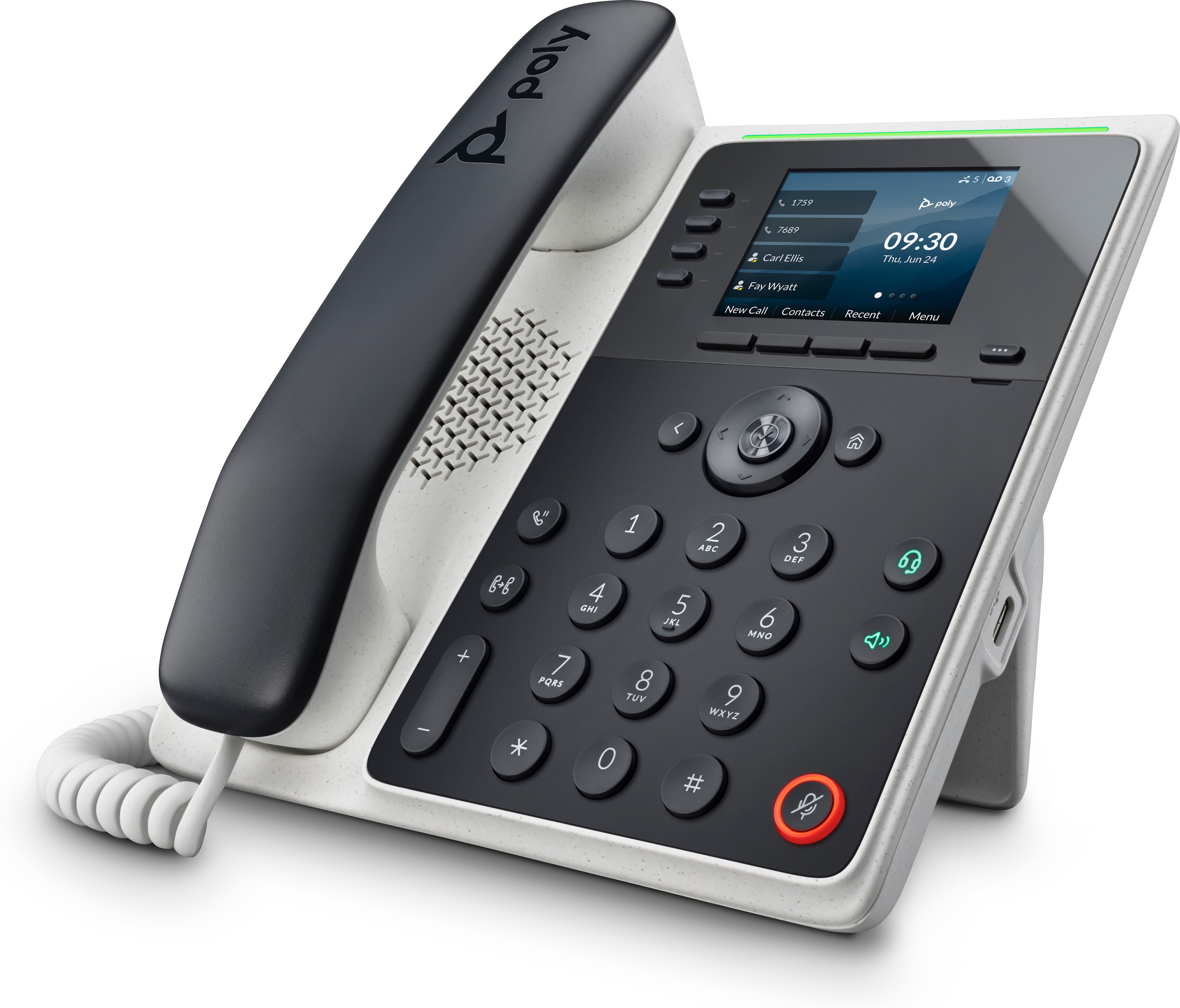 HP POLY Edge E220 IP Telefon und PoE-fähig, IP-Telefon, Schwarz, Kabelgebundenes Mobilteil, 4 Zeilen