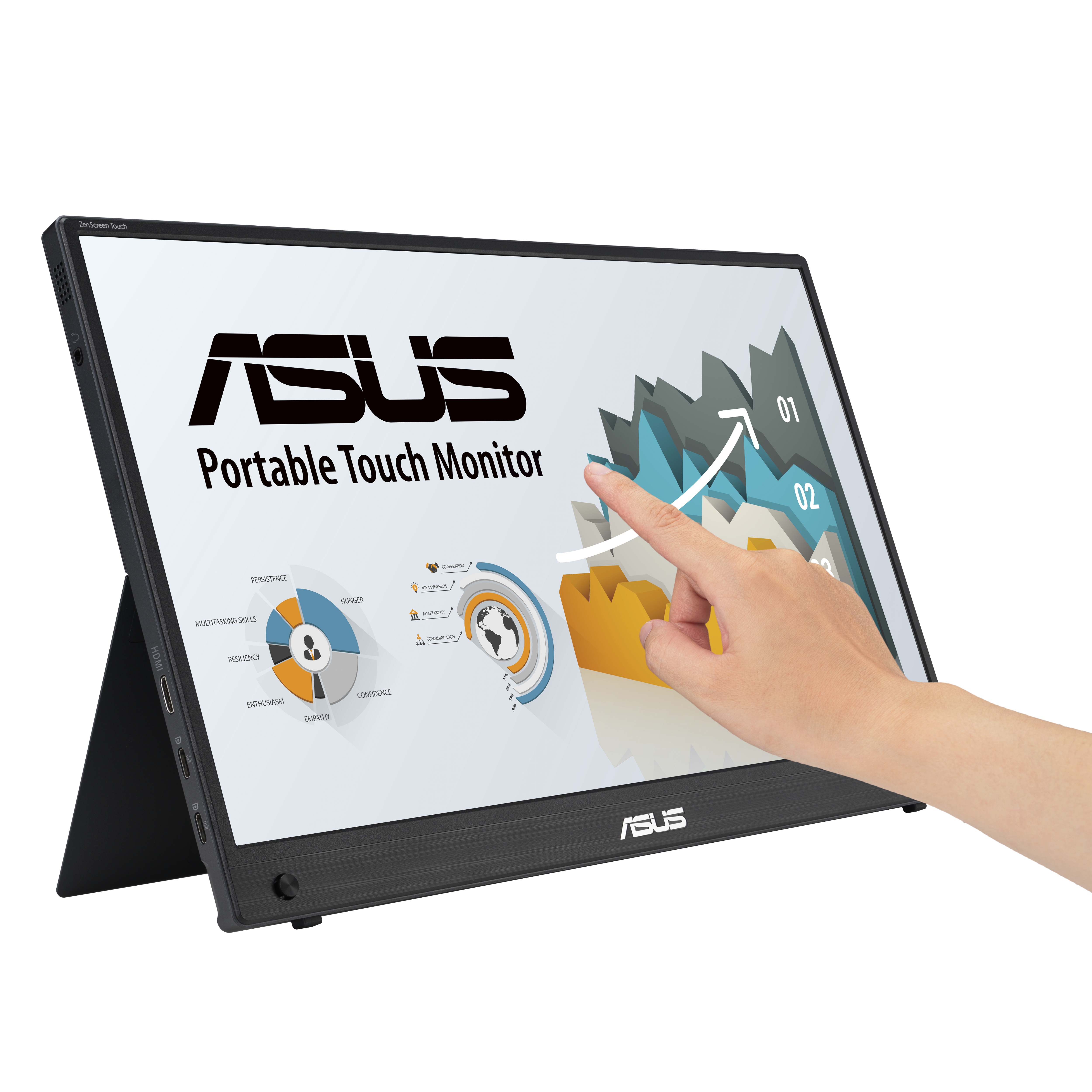 ASUS ZenScreen Touch MB16AHT, 15.6" FHD IPS, 60Hz, 5ms, 250nits, 1x Mini-HMDI, 2x USB-C m. DP