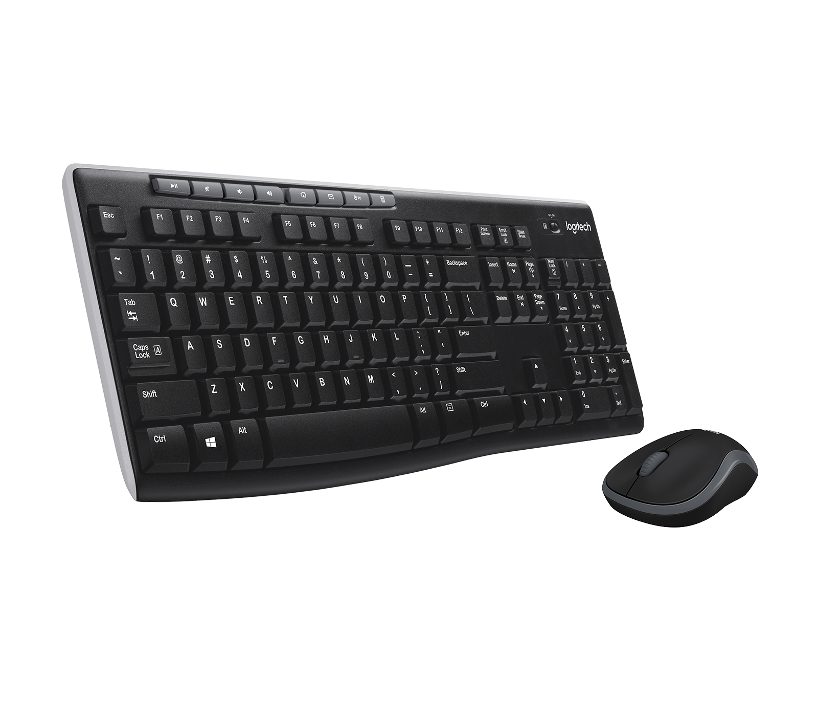 Logitech MK270, Volle Größe (100%), Kabellos, RF Wireless, Schwarz, Maus enthalten