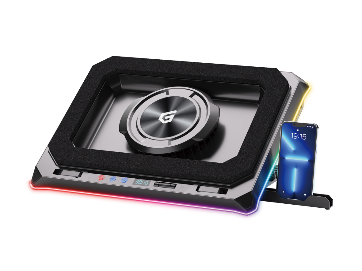 Conceptronic THYIA03B Turbofan Gaming Laptop-Kühlpad mit USB-Hub, RGB, versiegeltem Schaumdesign und
