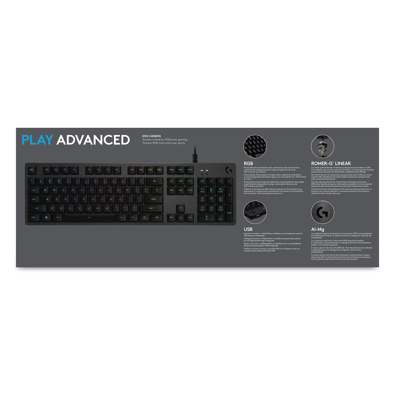 Logitech G G512 CARBON LIGHTSYNC RGB Mechanical Gaming Keyboard with GX Brown switches, Kabelgebunde