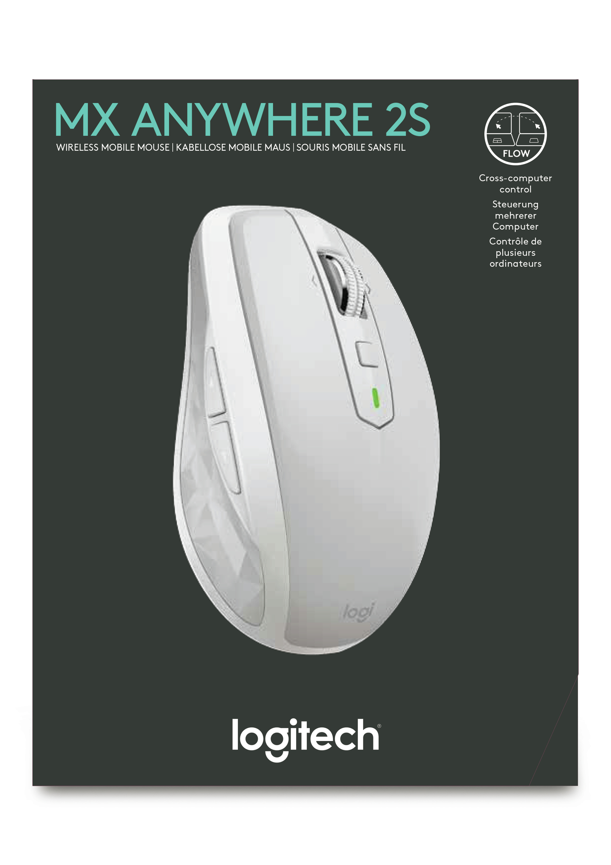 Logitech MX Anywhere 2S - Maus - Laser - 7 Tasten - kabellos - Bluetooth, 2.4 GHz - kabelloser Empfä