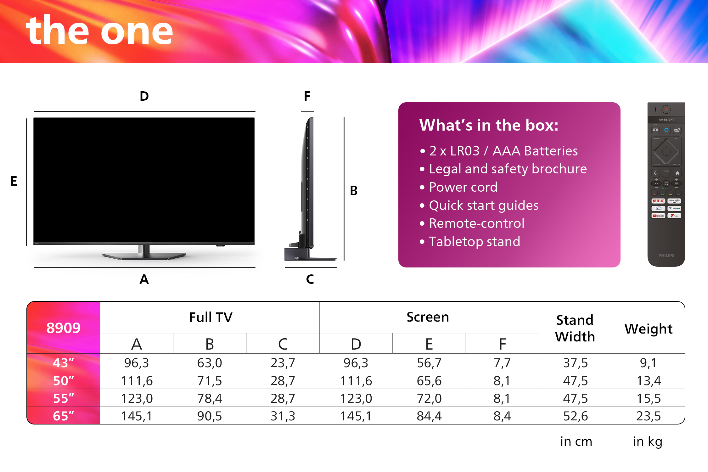 Philips The One 65PUS8909/12, 165,1 cm (65"), 3840 x 2160 Pixel, LED, Smart-TV, WLAN, Grau