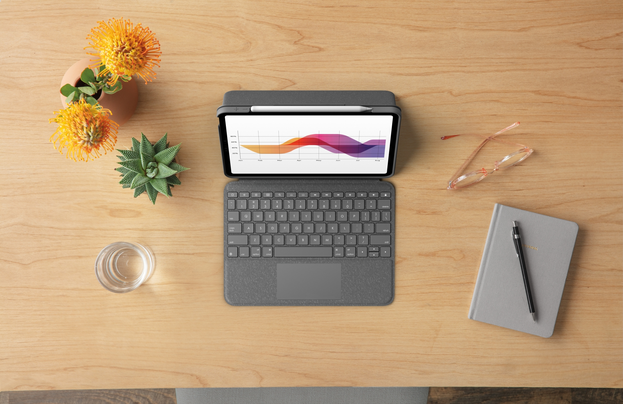 Logitech Folio Touch - Tastatur und Foliohülle - mit Trackpad - hinterleuchtet - Apple Smart connect