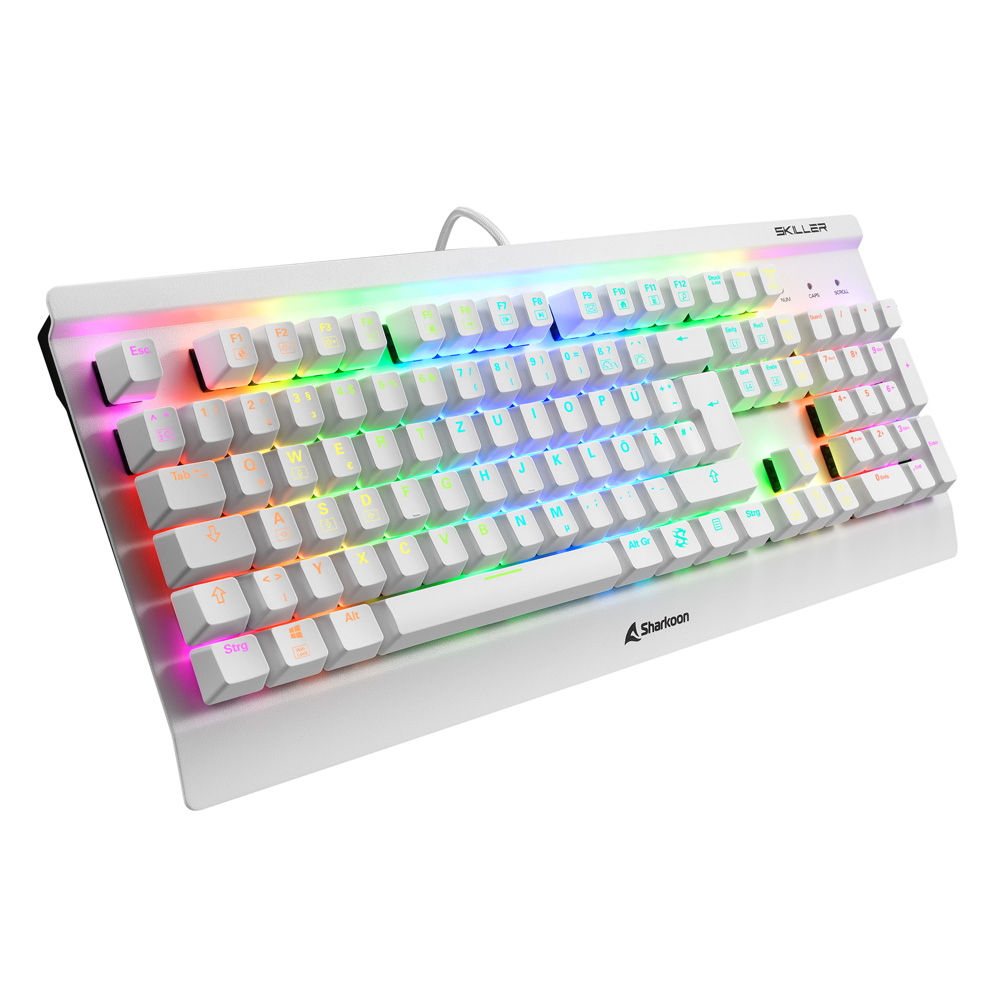 Sharkoon SKILLER SGK3, Kabelgebunden, USB, Mechanischer Switch, QWERTZ, RGB-LED, Weiß