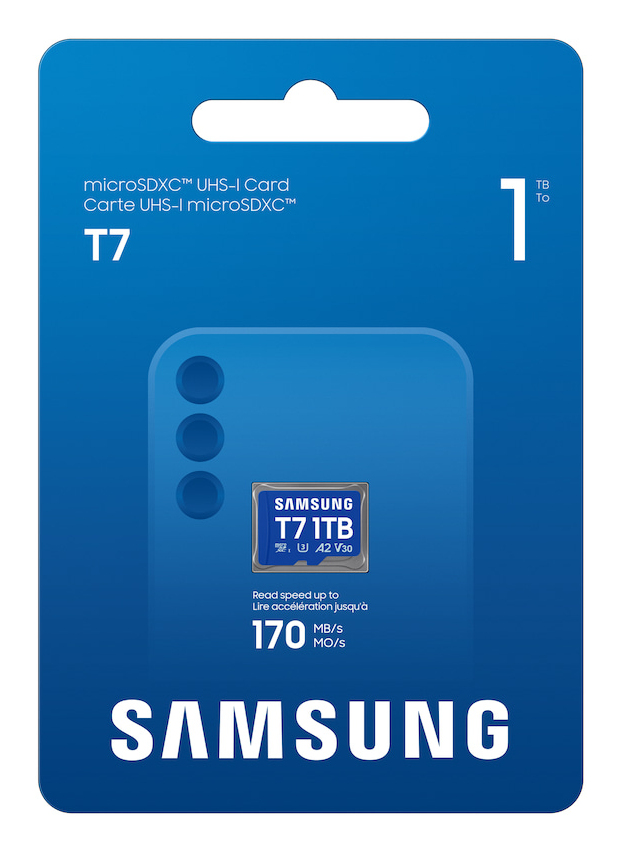 Samsung T7, 1 TB, MicroSDXC, UHS-I, 170 MB/s, Class 3 (U3), V30