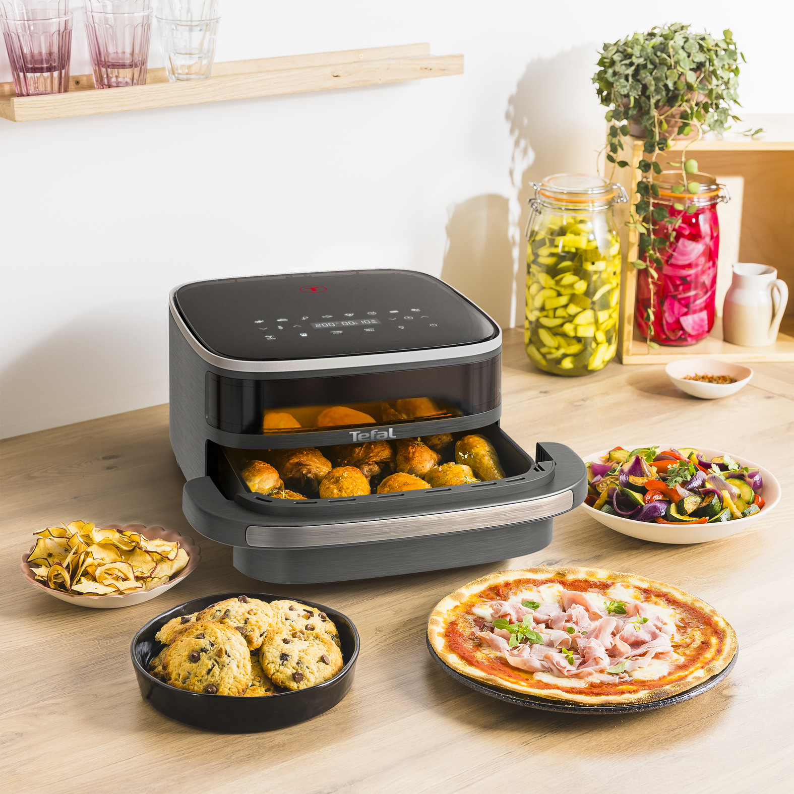 TEFAL Easy Fry XL Surface FW402HE0, Heißluftfritteuse, 1,2 kg, Einzelbild, Schwarz, Grau, Berührung,