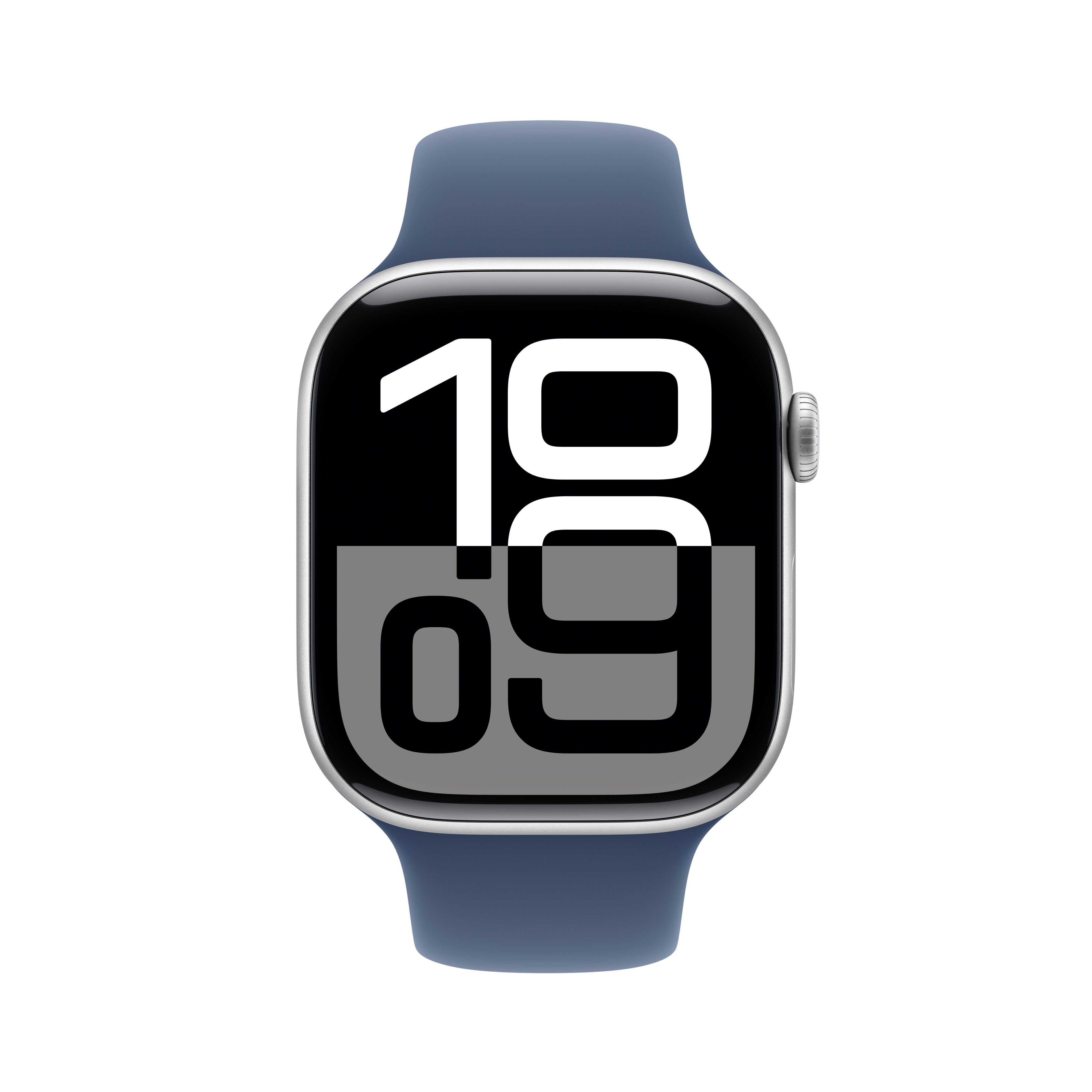 Apple Watch Series 10 (GPS) 46mm Aluminium silber mit Sportarmband S/M Denim