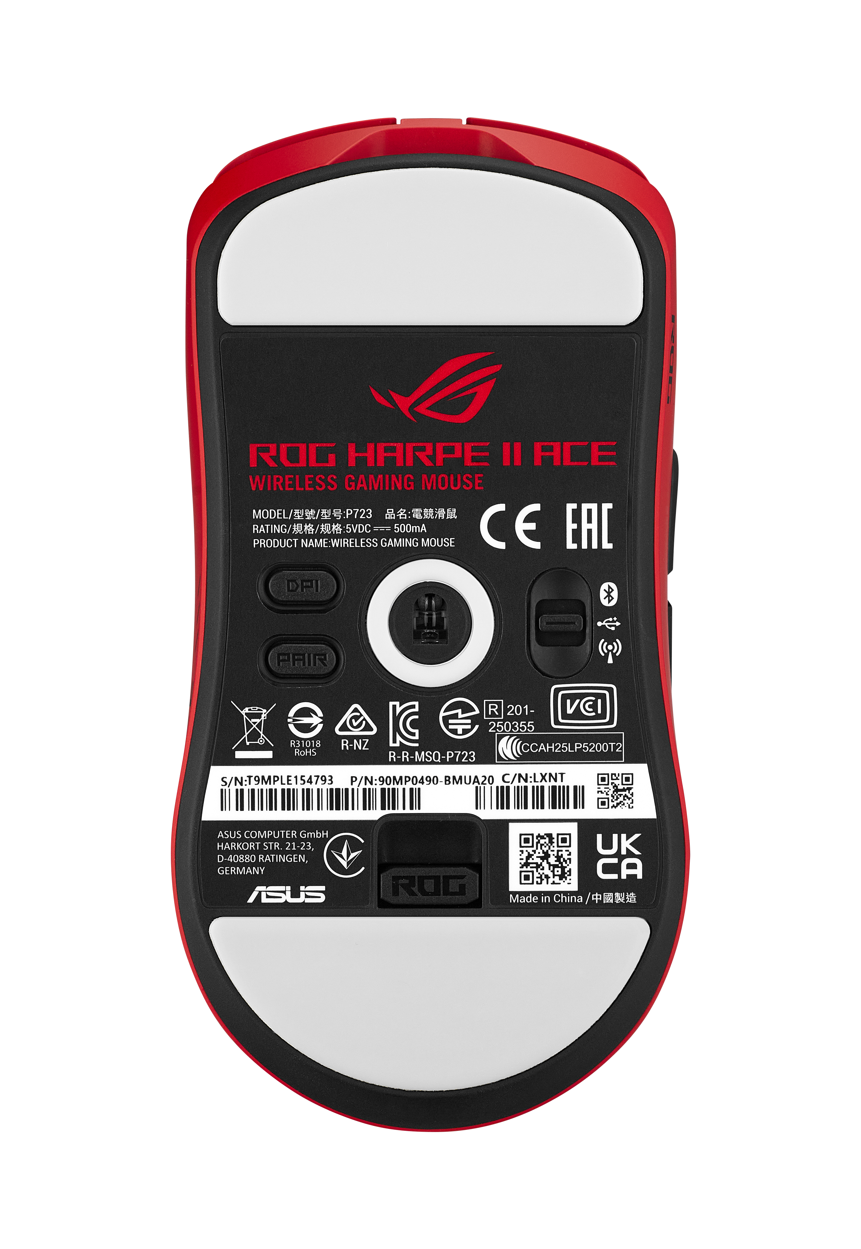 ASUS ROG Harpe II Ace - Maus - Für Rechtshänder - optisch - 6 Tasten - kabellos, kabelgebunden - USB
