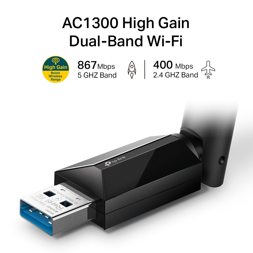 TP-Link AC1300 WLAN-Adapter, 2.4GHz/5GHz WLAN, USB-A 3.0 [Stecker]