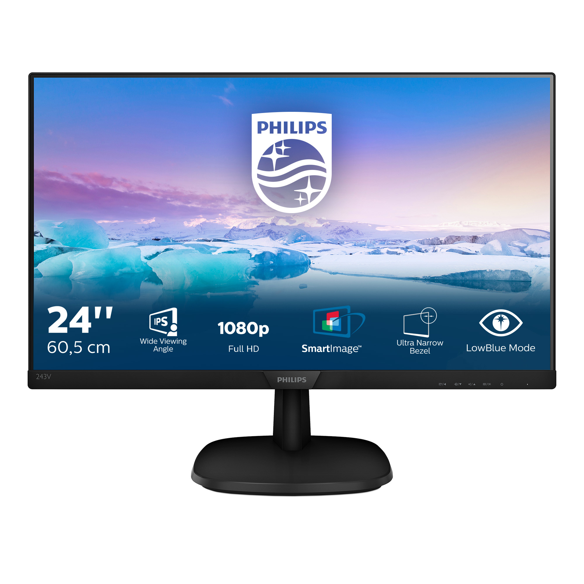 Philips V-line 243V7QJABF Monitor 61cm (24") Full HD, IPS, 5ms, HDMI, Displayport, VGA
