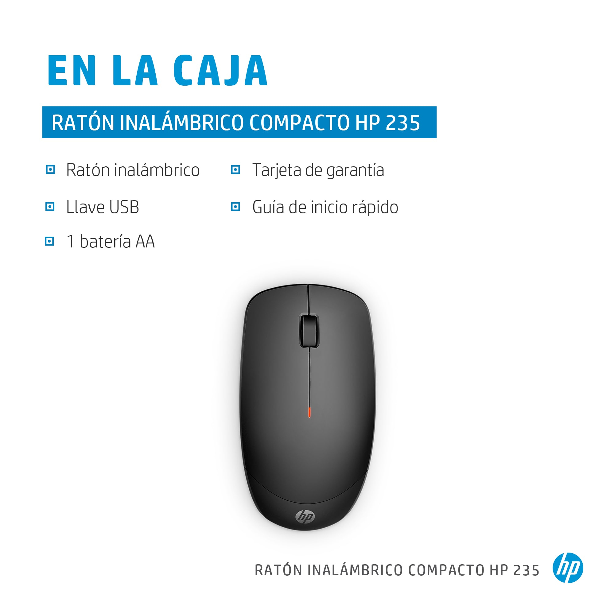 HP 235 Slim - Maus - optisch - 3 Tasten - kabellos - 2.4 GHz - kabelloser Empfänger (USB)