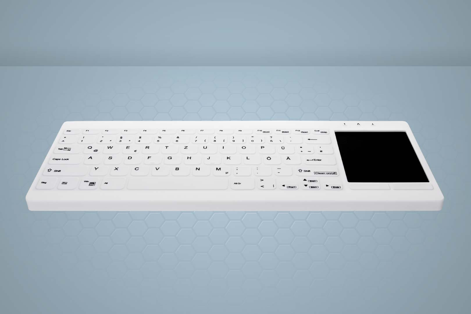 Cherry Hygiene Backlit Compact Touchpad Keyboard Fully Sealed Watertight USB Black