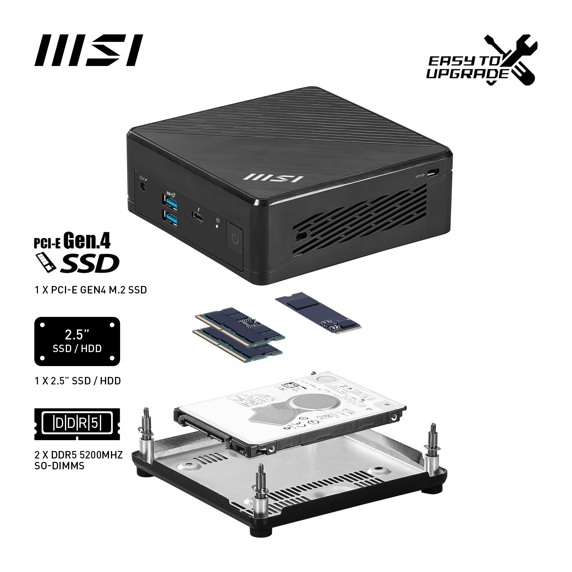 MSI Cubi 5 1M-630AT, Core 5 120U, 16GB, 512GB, Wi-Fi 6E, Win11 Pro