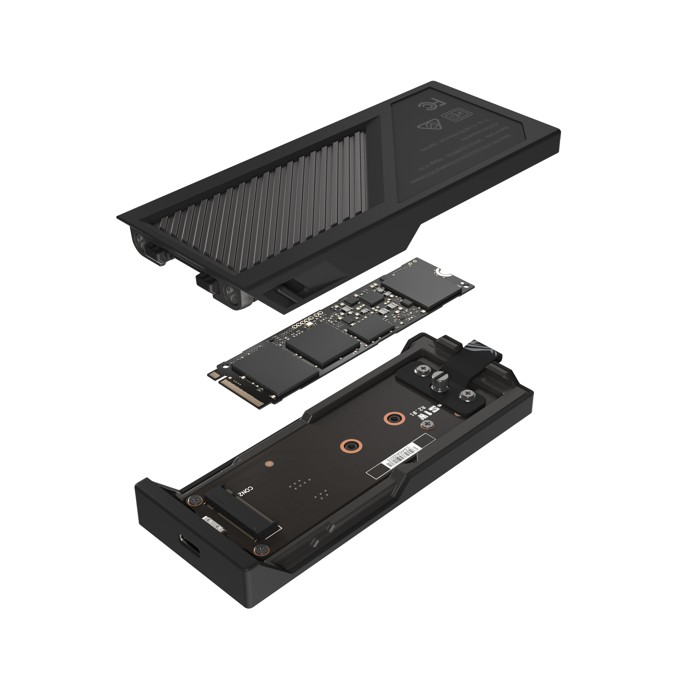 ASUS ROG Strix Aiolos, SSD-Gehäuse, M.2, PCI Express, SATA, 20 Gbit/s, USB Anschluss, Schwarz