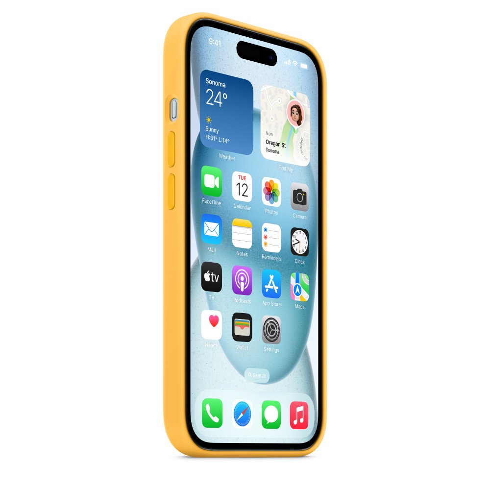Apple iPhone 15 Silikon Case mit MagSafe ? Warmgelb, Cover, Apple, iPhone 15, 15,5 cm (6.1"), Orange