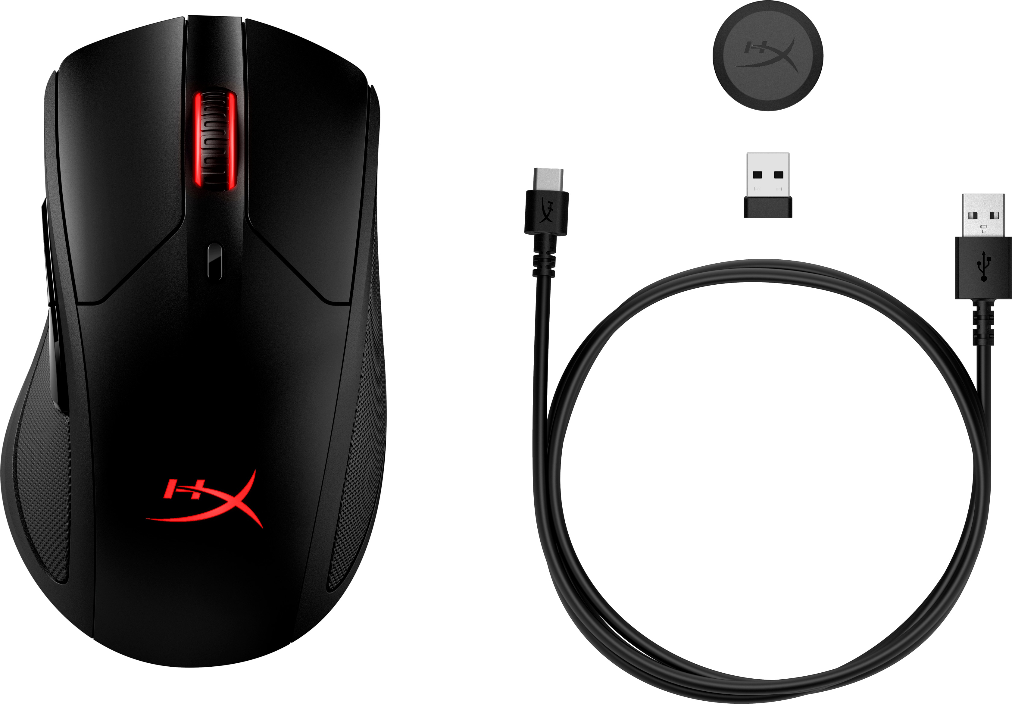 HP HyperX Pulsefire Dart ? Wireless-Gaming-Maus (schwarz), rechts, Optisch, RF Wireless, 16000 DPI,