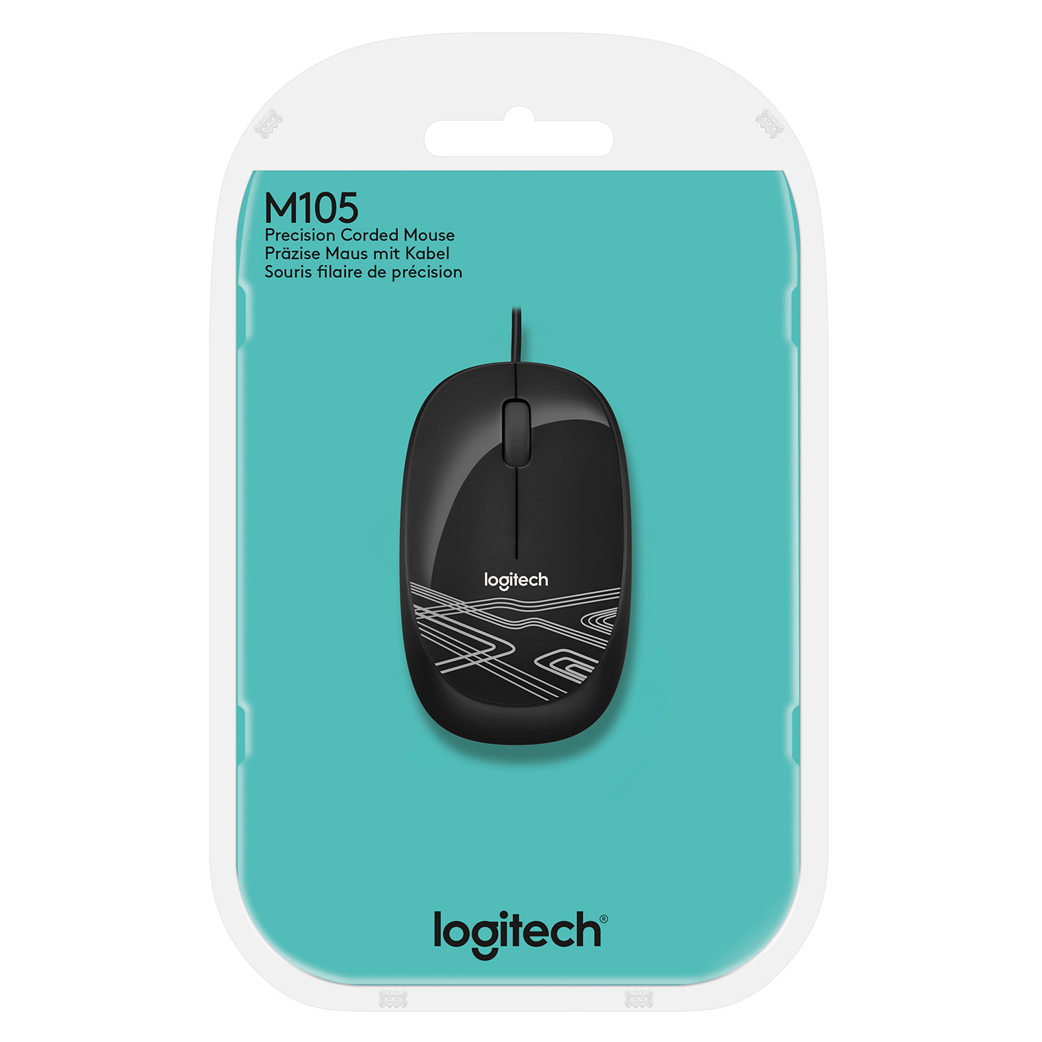Logitech Mouse M105, Beidhändig, Optisch, USB Typ-A, 1000 DPI, Schwarz