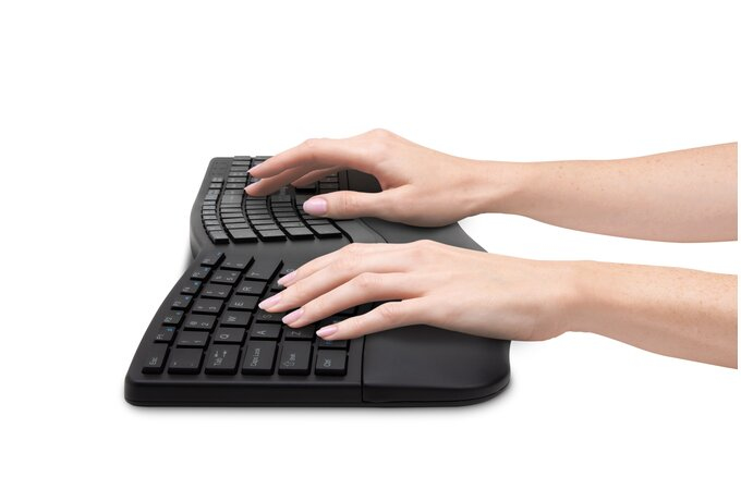 Kensington ProFit Ergo, Volle Größe (100%), Kabellos, RF Wireless + Bluetooth, QWERTY, Schwarz, Maus