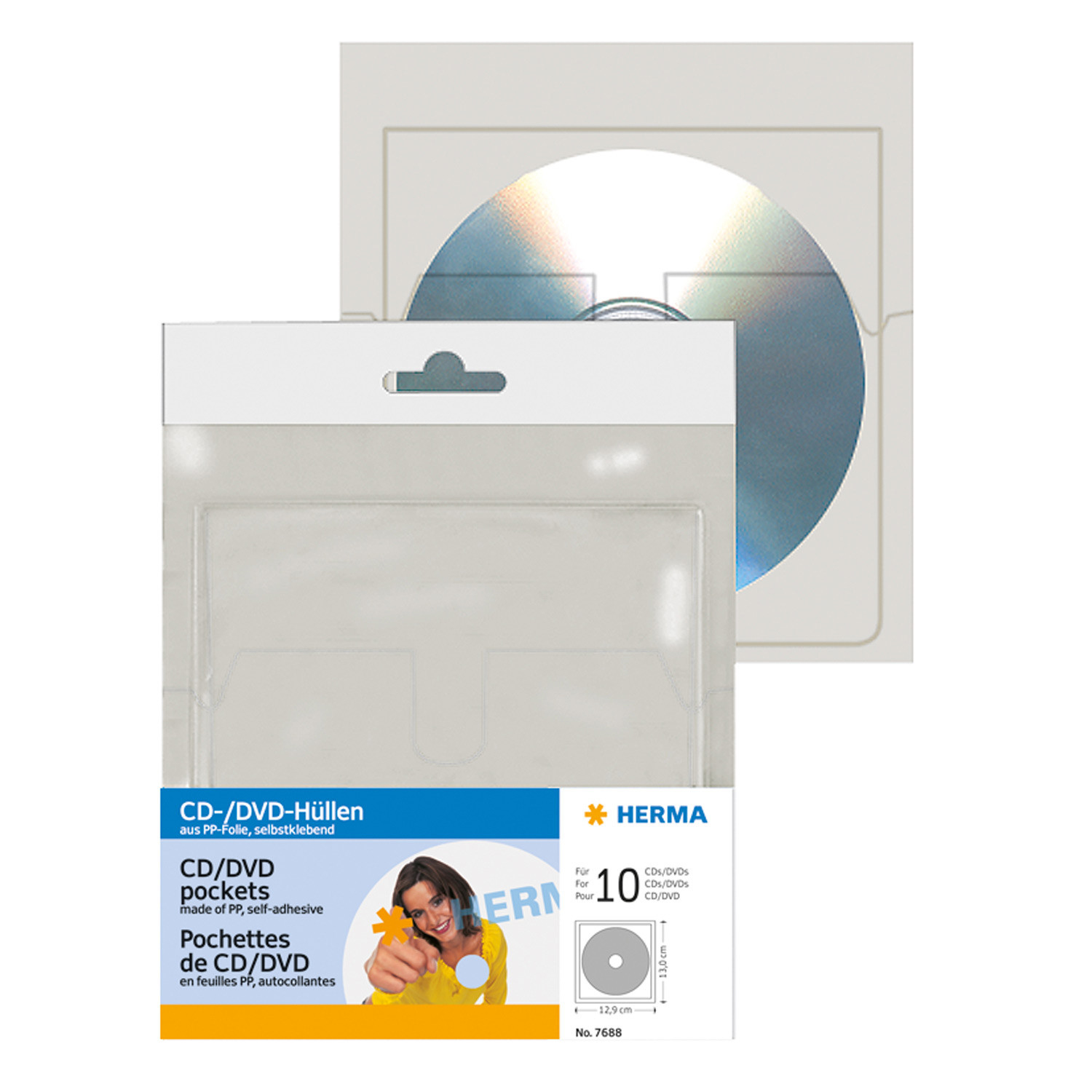 HERMA CD/DVD-Hülle - Kapazität: 1 CD/DVD - durchsichtig (Packung mit 10)