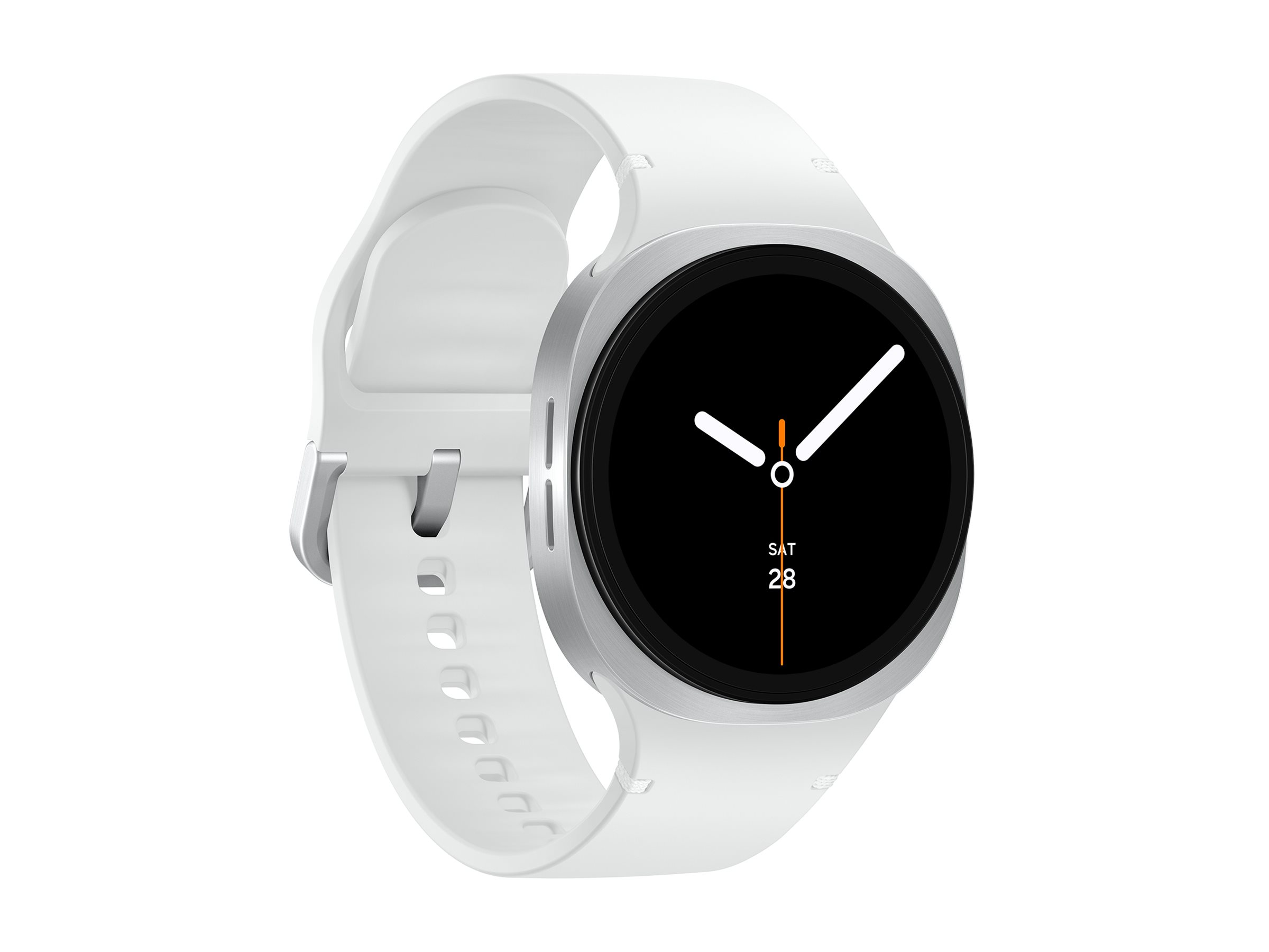 Samsung Galaxy Watch8 - 40 mm - silber - intelligente Uhr mit Sportband - Gummi - weiß - Bandgröße: