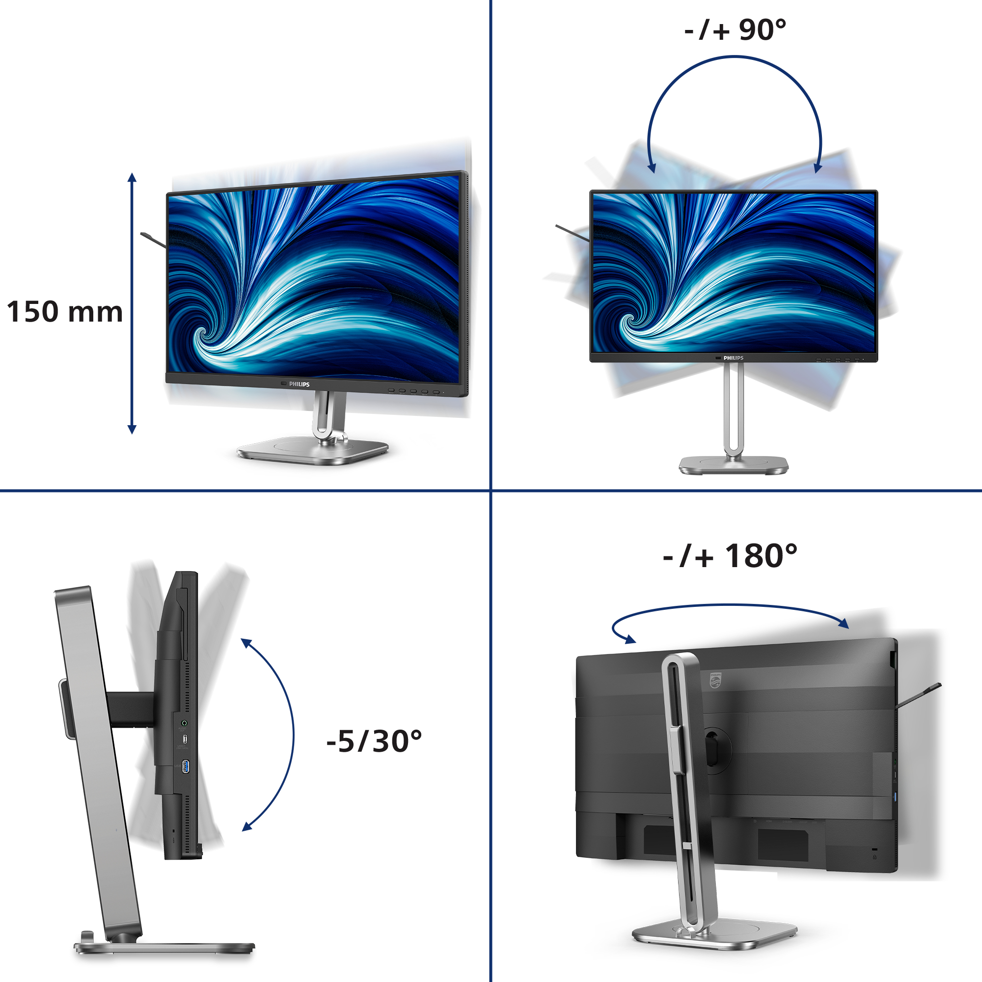 Philips 4000 Series 24B2N4200 Monitor 60.5cm (23.8") Full HD, IPS, 4ms, HDMI, Displayport, USB