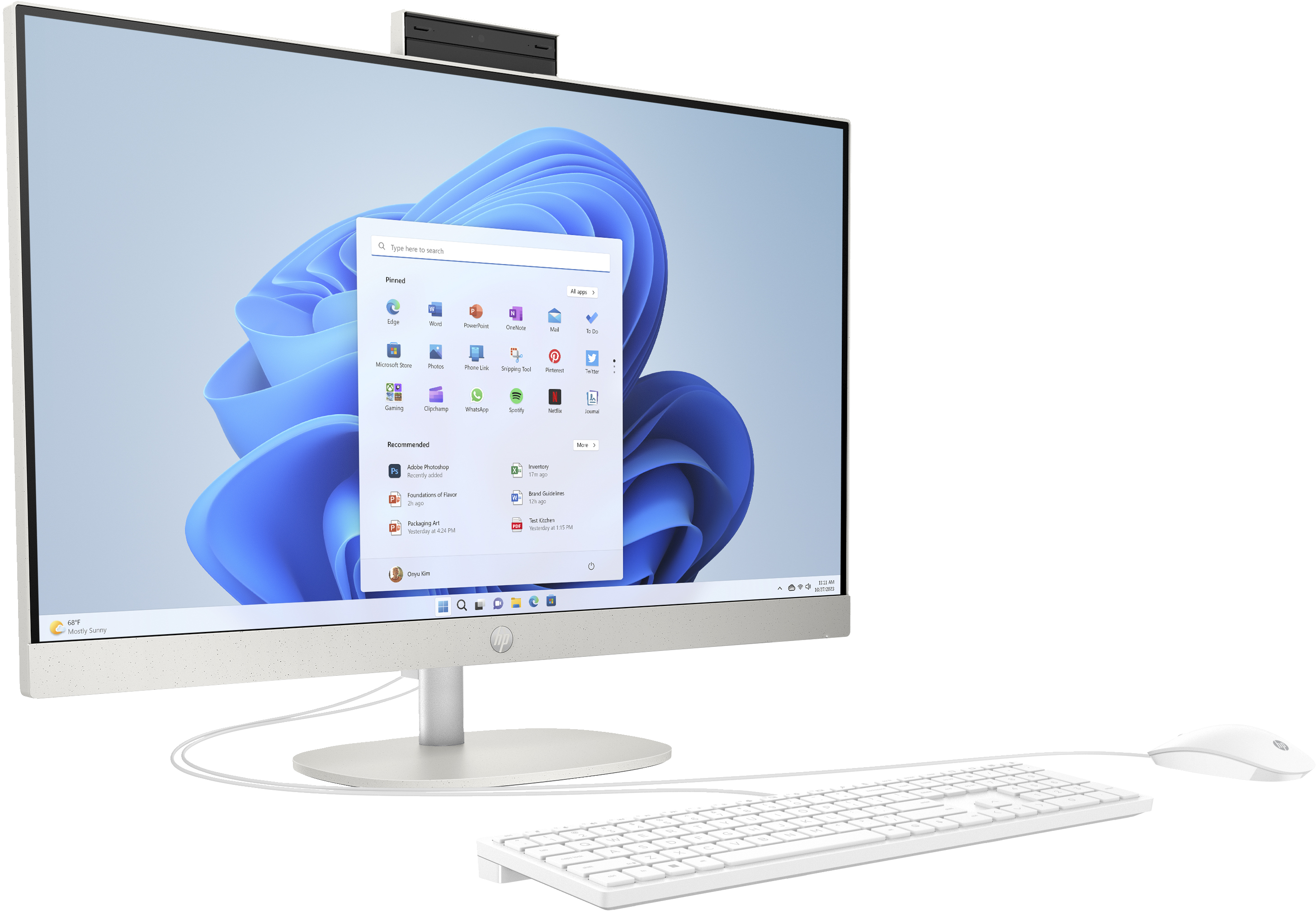 HP 27-cr0005ng - All-in-One, 27" FHD, AMD Ryzen 3 7320U, 8GB RAM, 512GB SSD, Win11