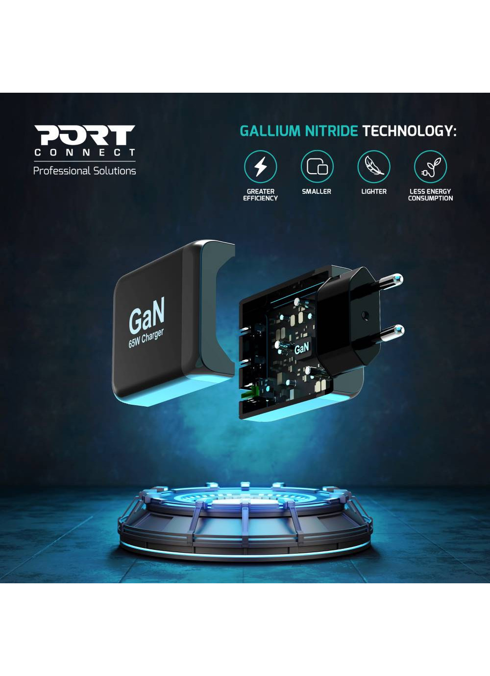 PORT Designs PORT Connect - Netzteil - GaN-Technologie - 65 Watt - 3.25 A - PD, PD 3.0, QC 3.0 - 2 A
