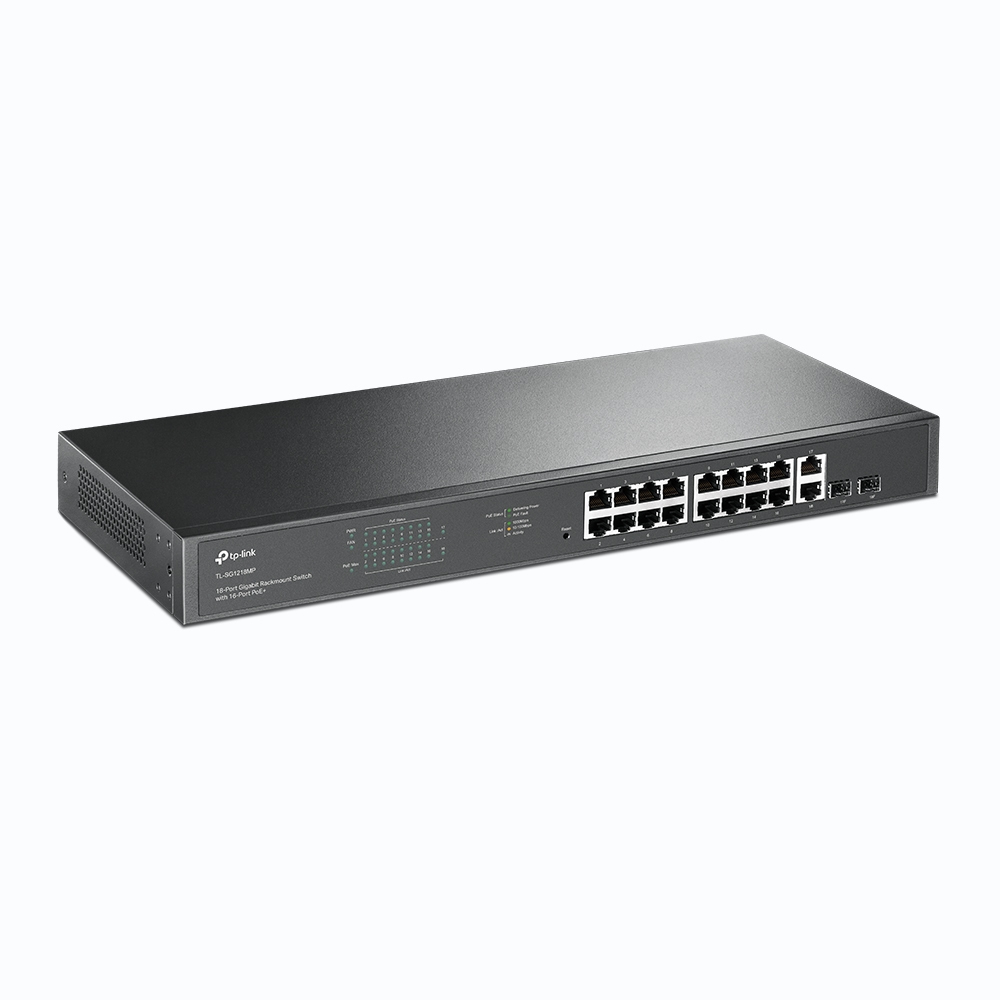 TP-LINK 18-Port Gigabit-Rackmount-Switch mit 16 PoE+-Ports, Unmanaged, Gigabit Ethernet (10/100/1000
