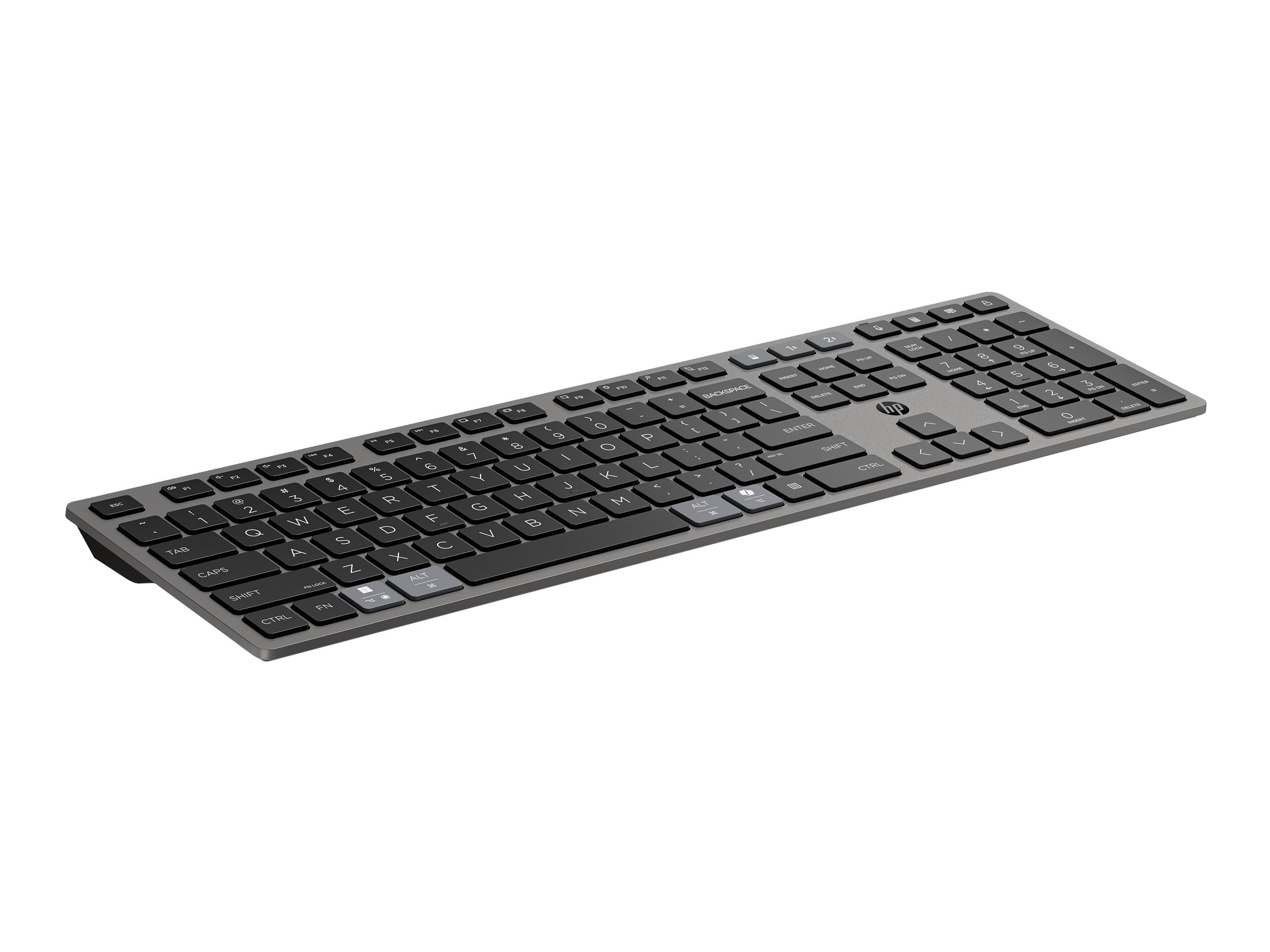 HP 725 Multi-Device Rechargeable Wireless Keyboard, Nightfall Black, grau/schwarz, USB/Bluetooth, DE