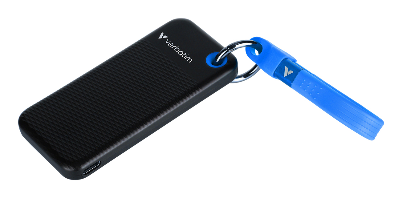 Verbatim Pocket SSD, 512 GB, USB Typ-C, 3.2 Gen 2 (3.1 Gen 2), 1000 MB/s, 10 Gbit/s, Schwarz, Blau