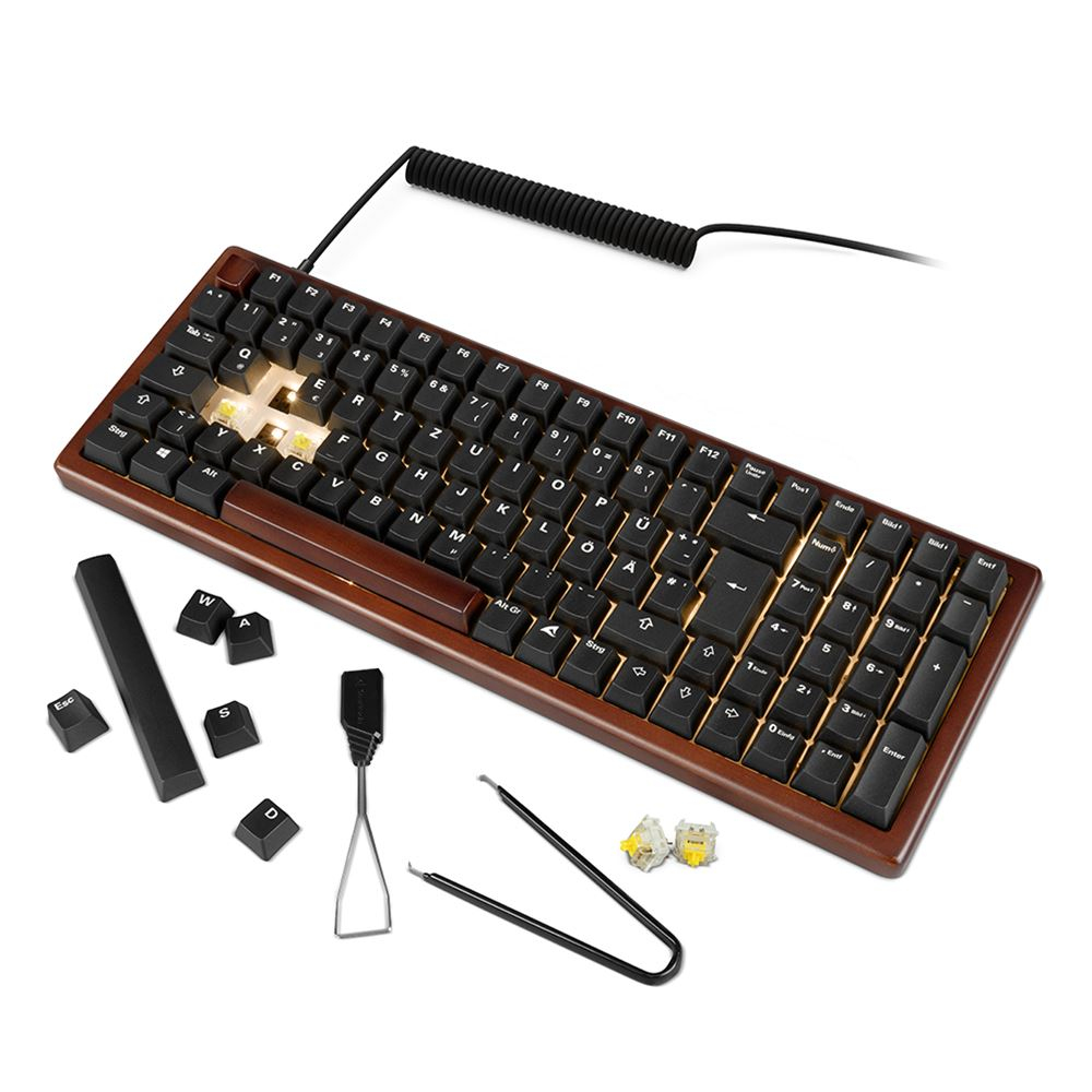 Sharkoon SGK50 S2, 96%, Kabelgebunden, USB, QWERTZ, RGB-LED, Holz