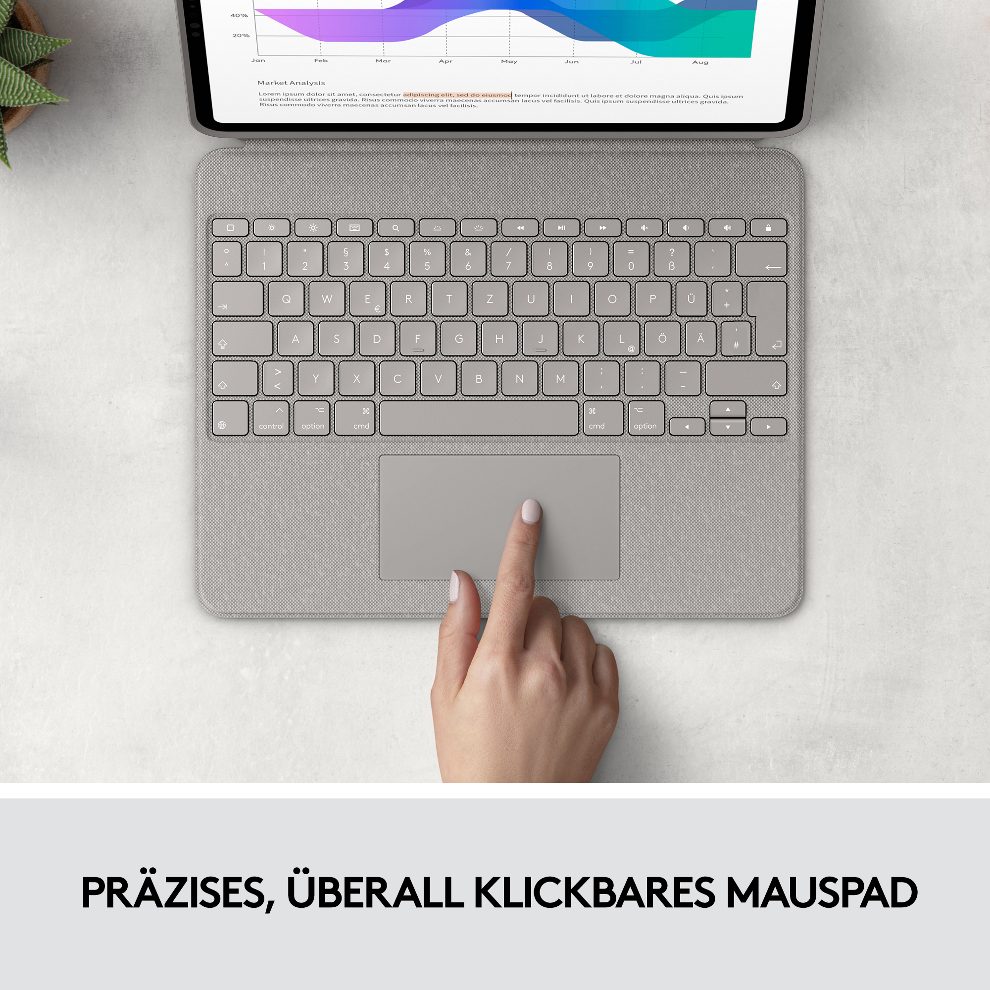 Logitech Combo Touch - Tastatur und Foliohülle - mit Trackpad - hintergrundbeleuchtet - Apple Smart