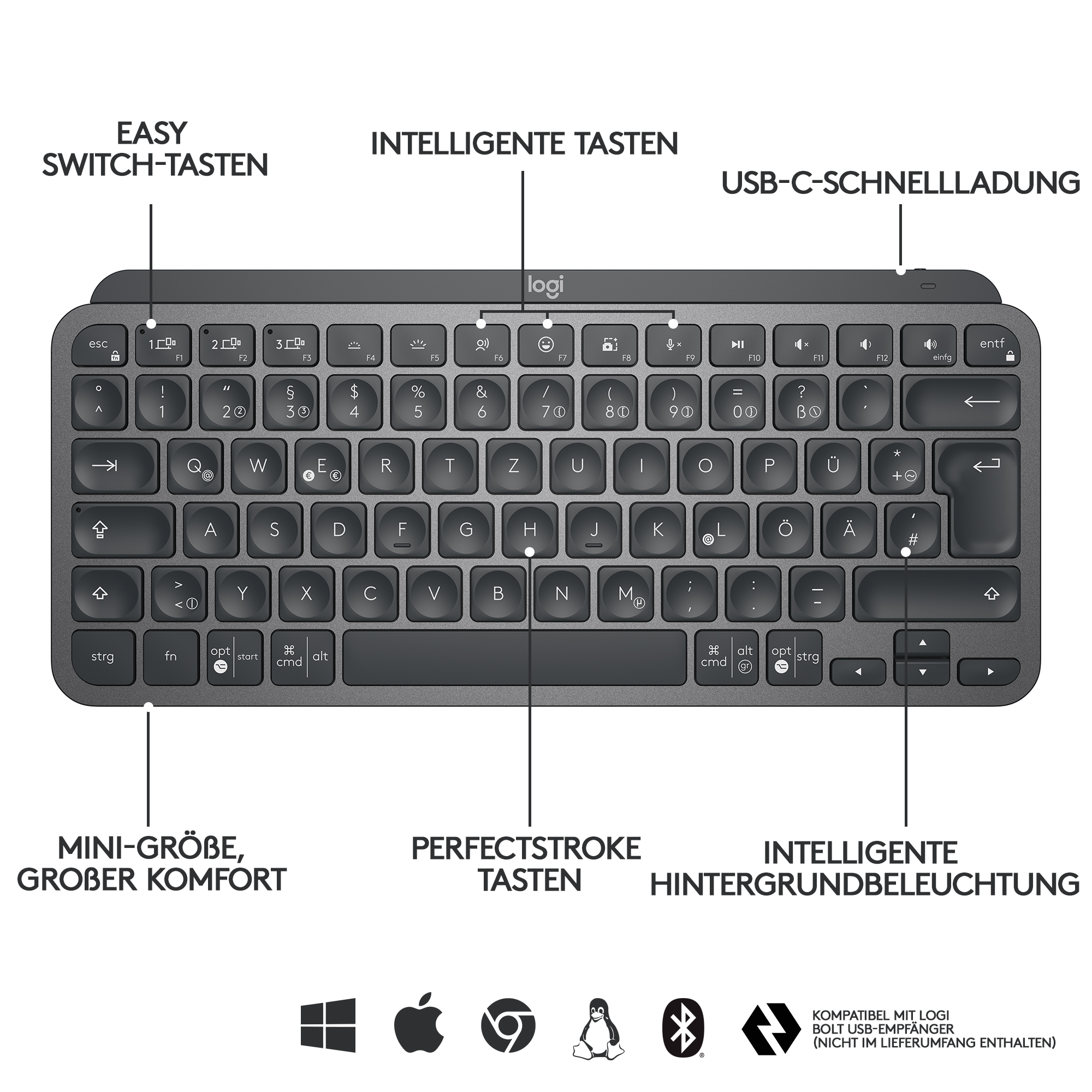 Logitech MX Keys Mini - Tastatur - hinterleuchtet