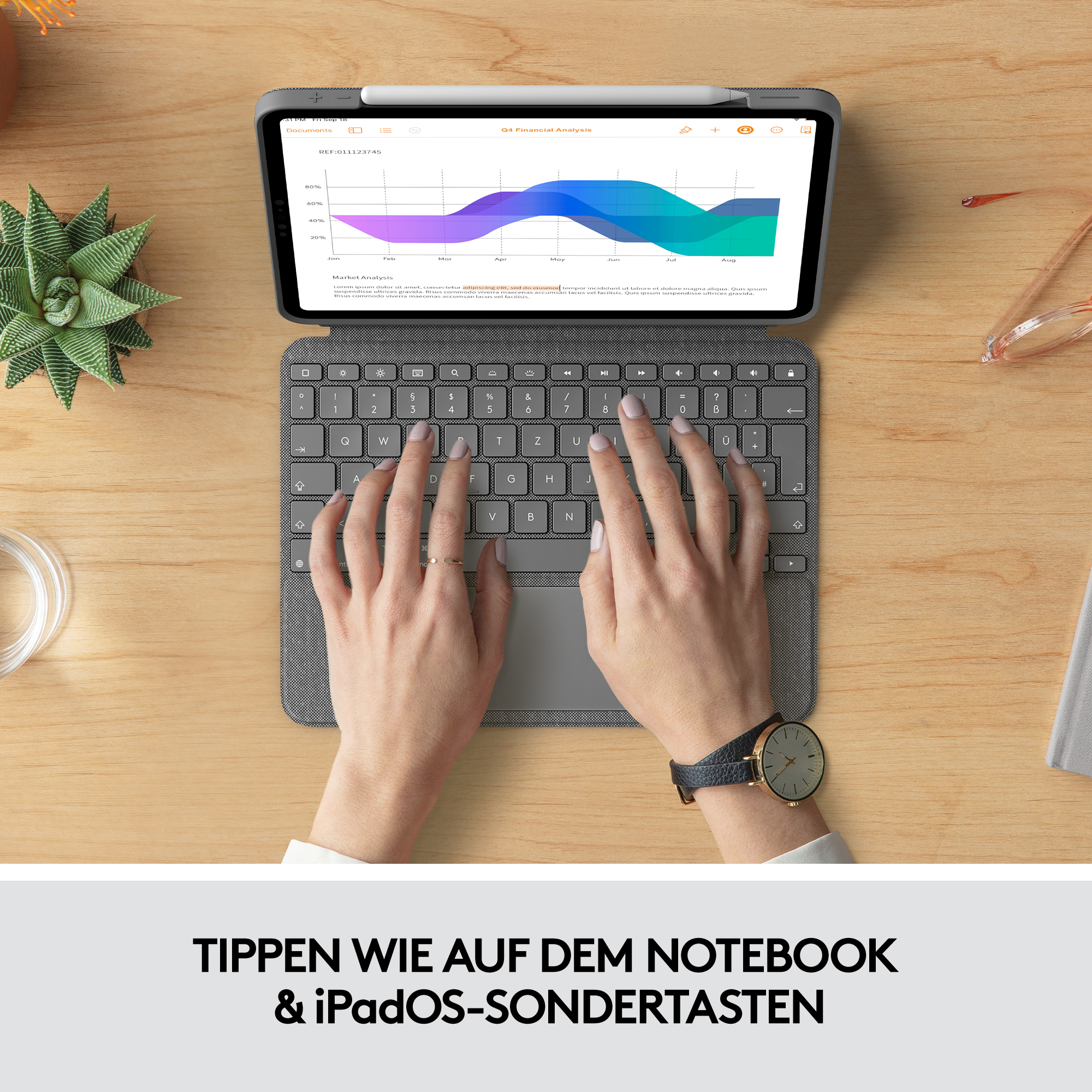 Logitech Combo Touch - Tastatur und Foliohülle - mit Trackpad - hintergrundbeleuchtet - Apple Smart