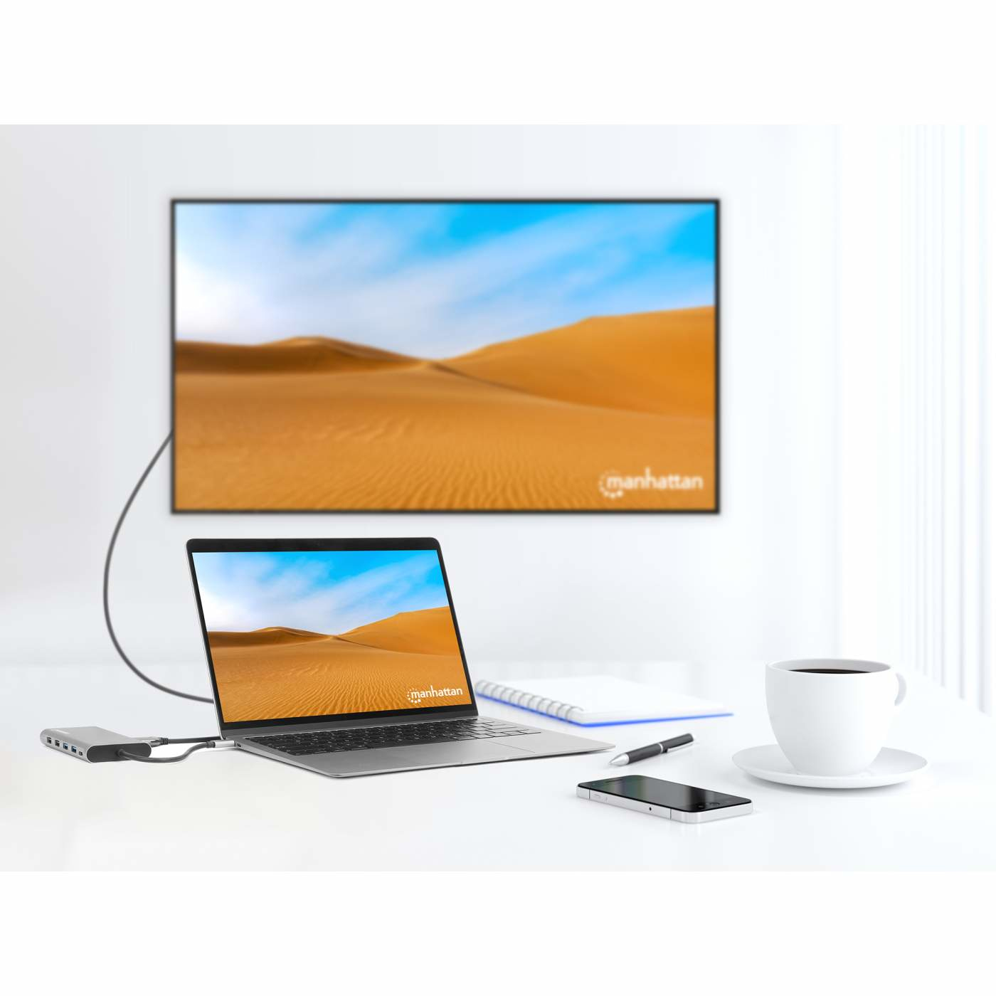 Manhattan USB-C Dock/Hub with Card Reader and MST, Ports (x10):