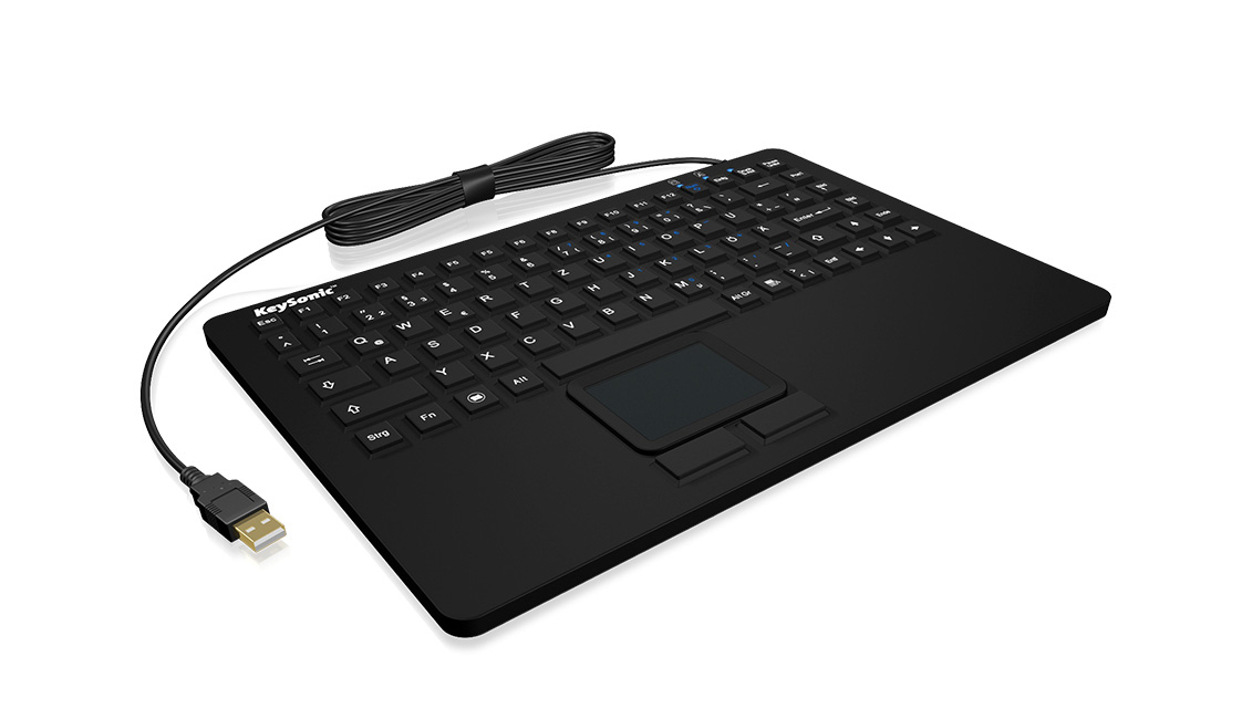 KeySonic KSK-5230 IN (CH) Industrie Tastatur, USB, Touchpad, schwarz, 2 Maustasten, wasserdicht IP68