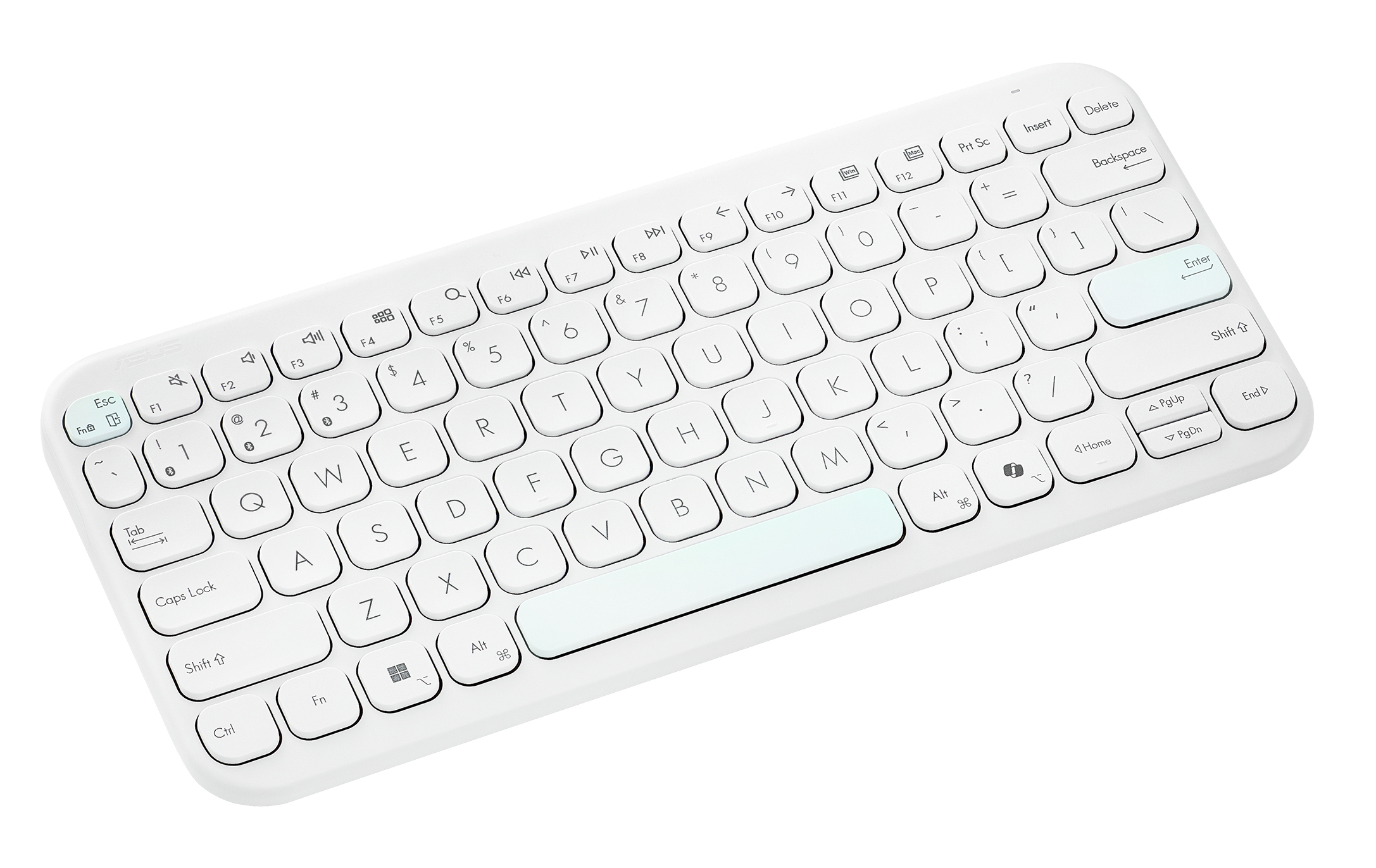 ASUS Marshmallow Keyboard KW100, 75%, Kabellos, Bluetooth, Scherenschalter, QWERTZ, Weiß