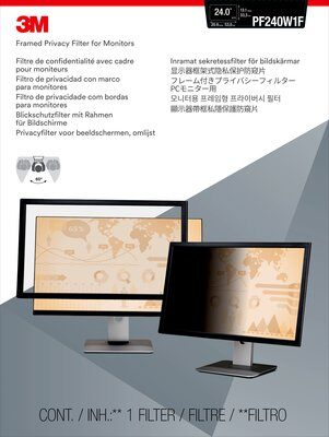 3M Blickschutzfilter mit Rahmen für 24in Monitor, 16:10, PF240W1F, 61 cm (24"), 16:10, Monitor, Disp