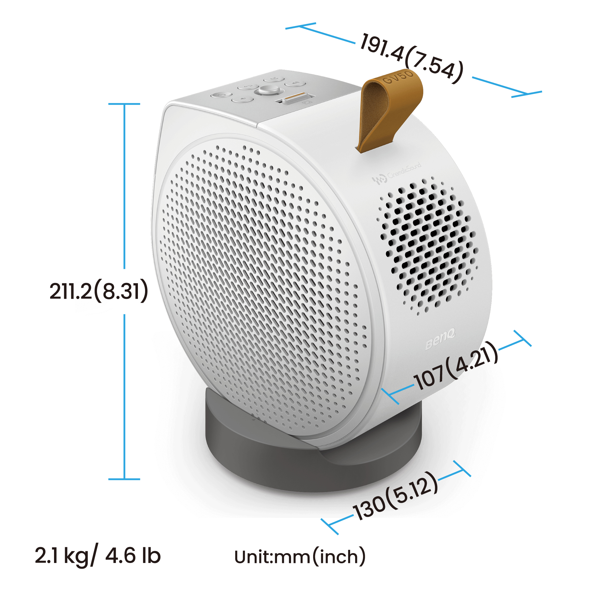 BenQ GV50 - DLP-Projektor - Laser - tragbar - 500 ANSI-Lumen - Full HD (1920 x 1080)
