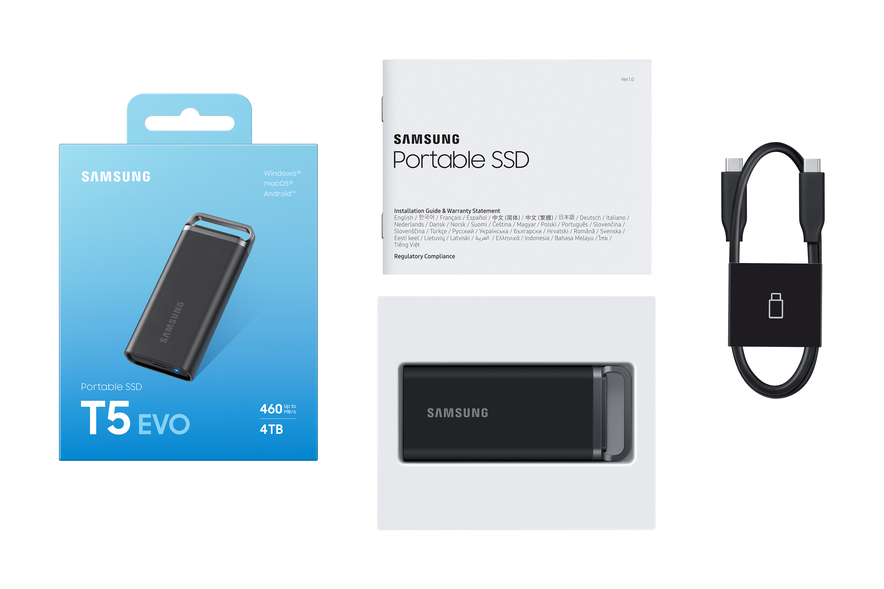 Samsung Portable SSD T5 EVO schwarz 4TB, USB-C 3.0
