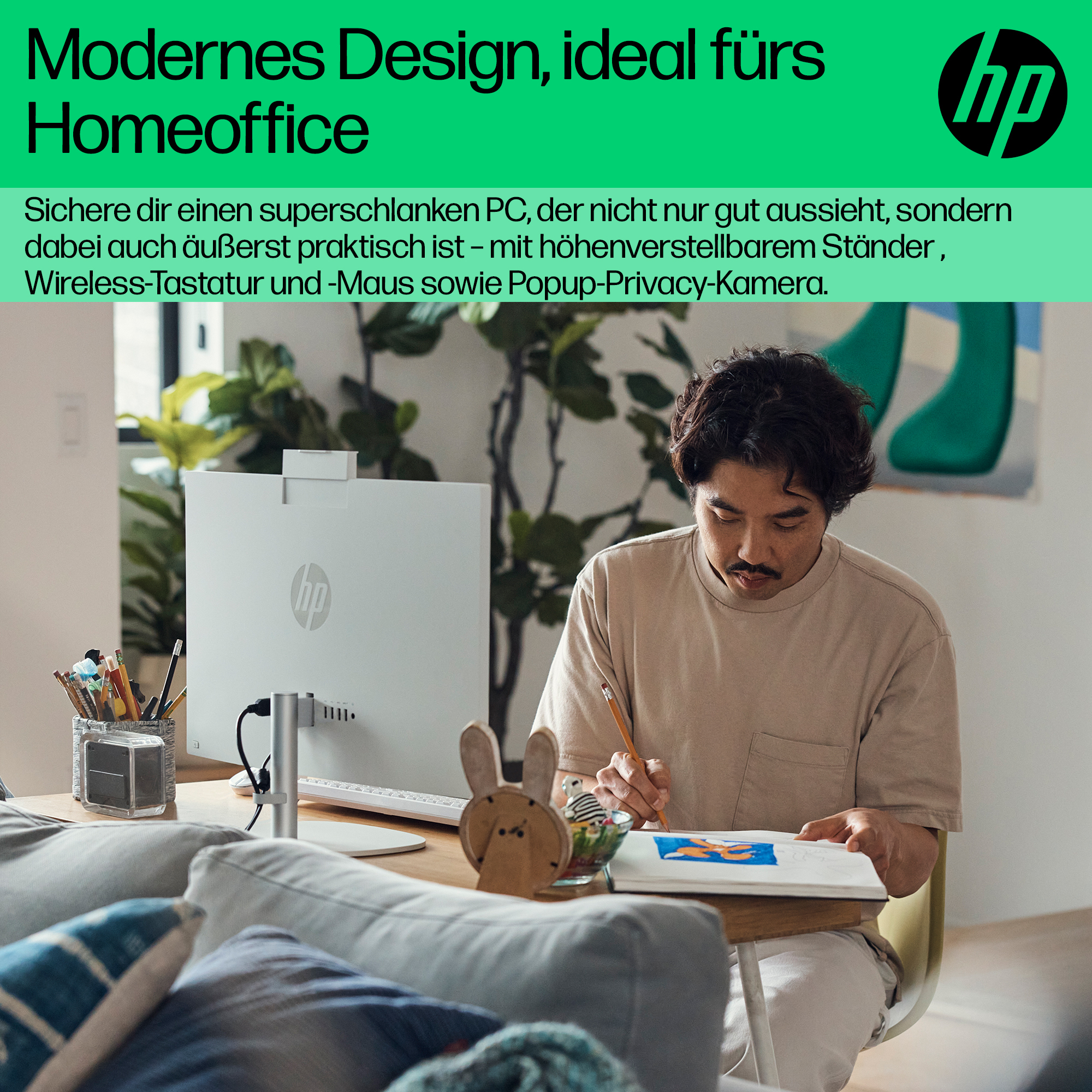 HP 24-cr0112ng - All-in-One (Komplettlösung) - Celeron N100 - RAM 8 GB - SSD 512 GB - NVMe - UHD Gra