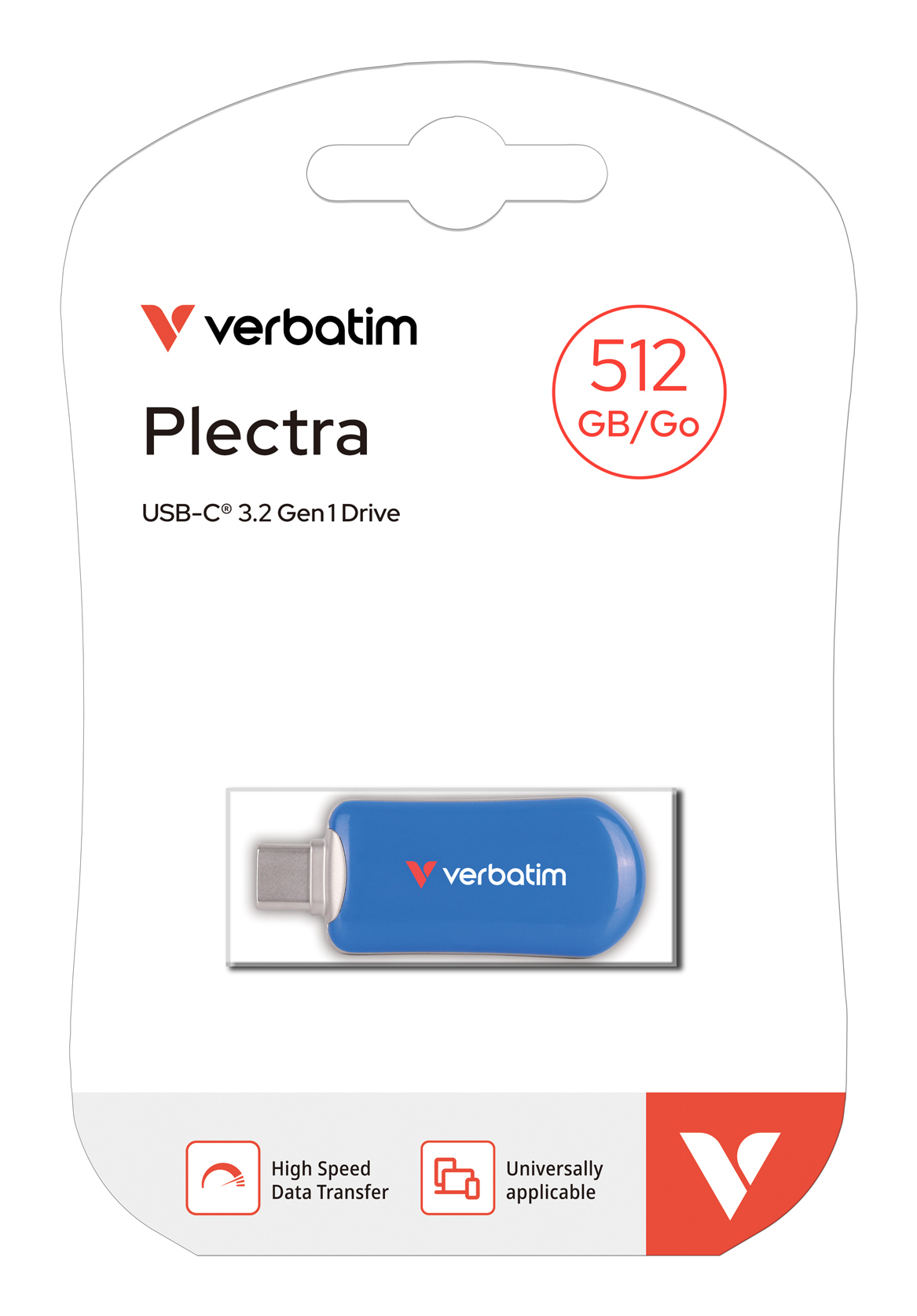 Verbatim 30235, 512 GB, USB Typ-C, 3.2 Gen 1 (3.1 Gen 1), 100 MB/s, Ohne Deckel, Blau