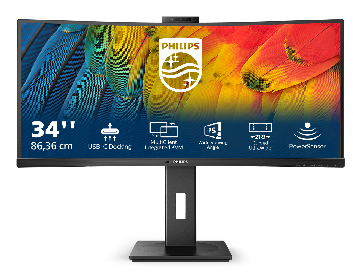 Philips 5000 Series 34B1U5600CH Curved-Monitor 86.36cm (34") UWQHD, VA, 4ms, HDMI, DP, USB-C