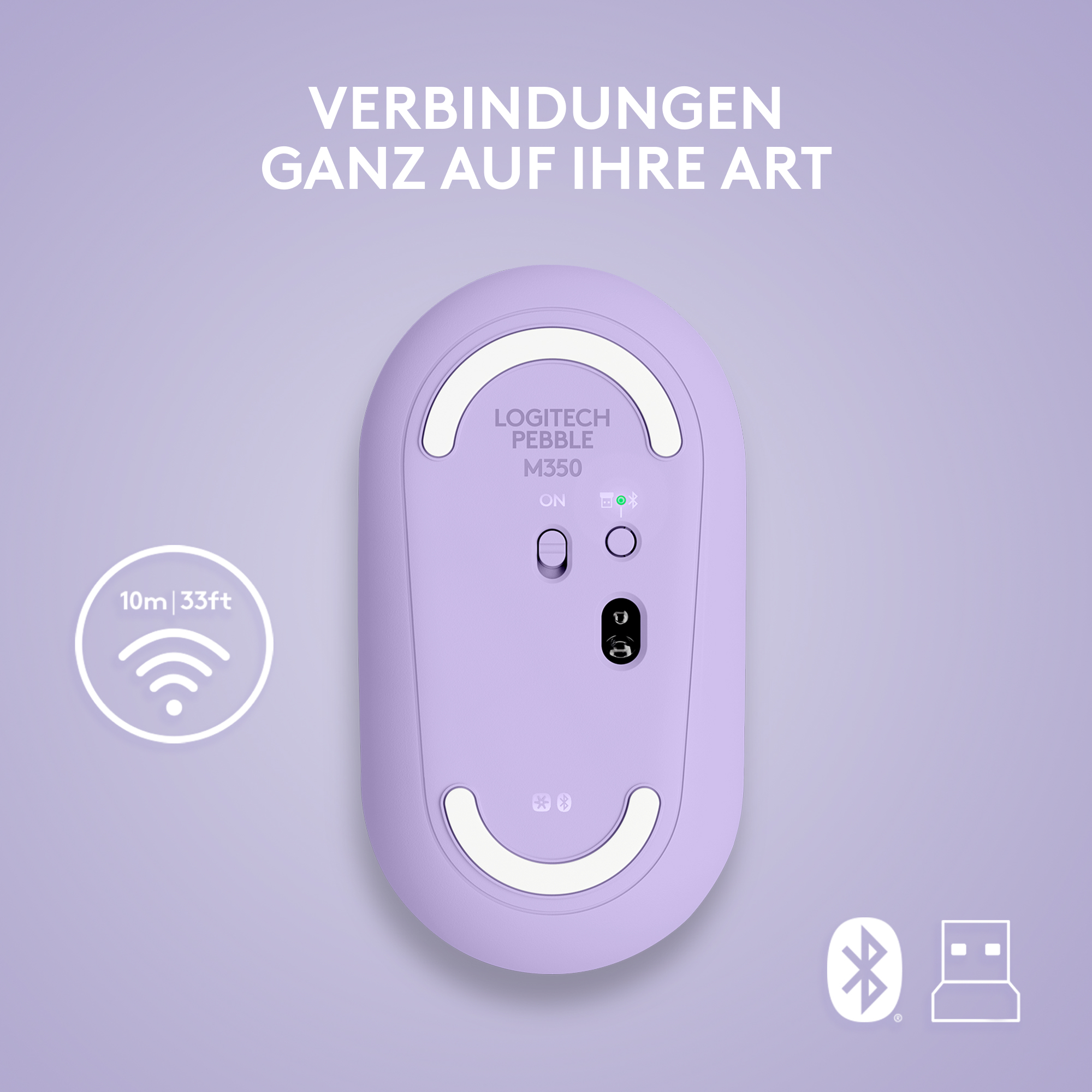 Logitech Pebble M350 - Maus - optisch - 3 Tasten - kabellos - Bluetooth - kabelloser Empfänger (USB)